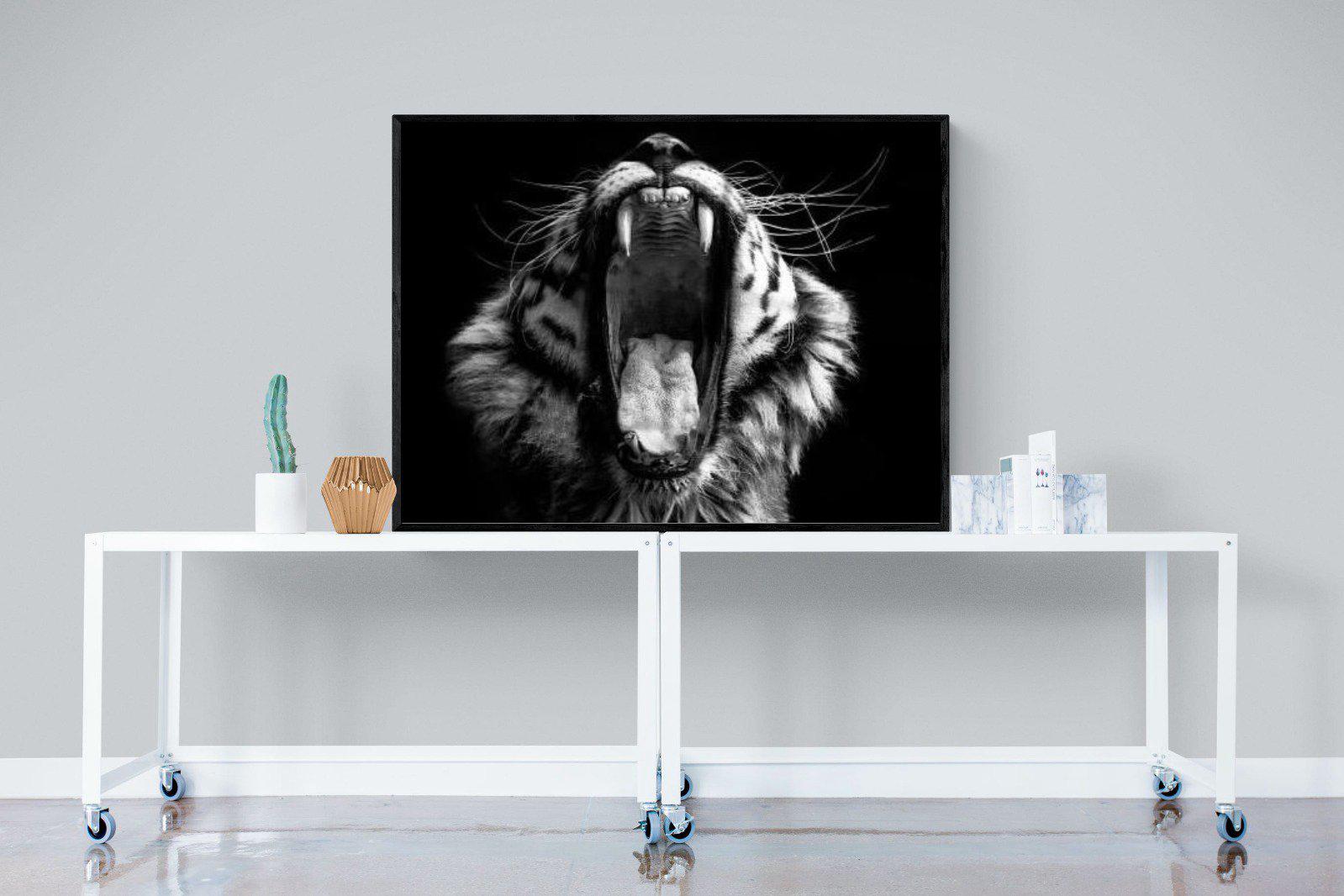 Tiger Roar-Wall_Art-120 x 90cm-Mounted Canvas-Black-Pixalot