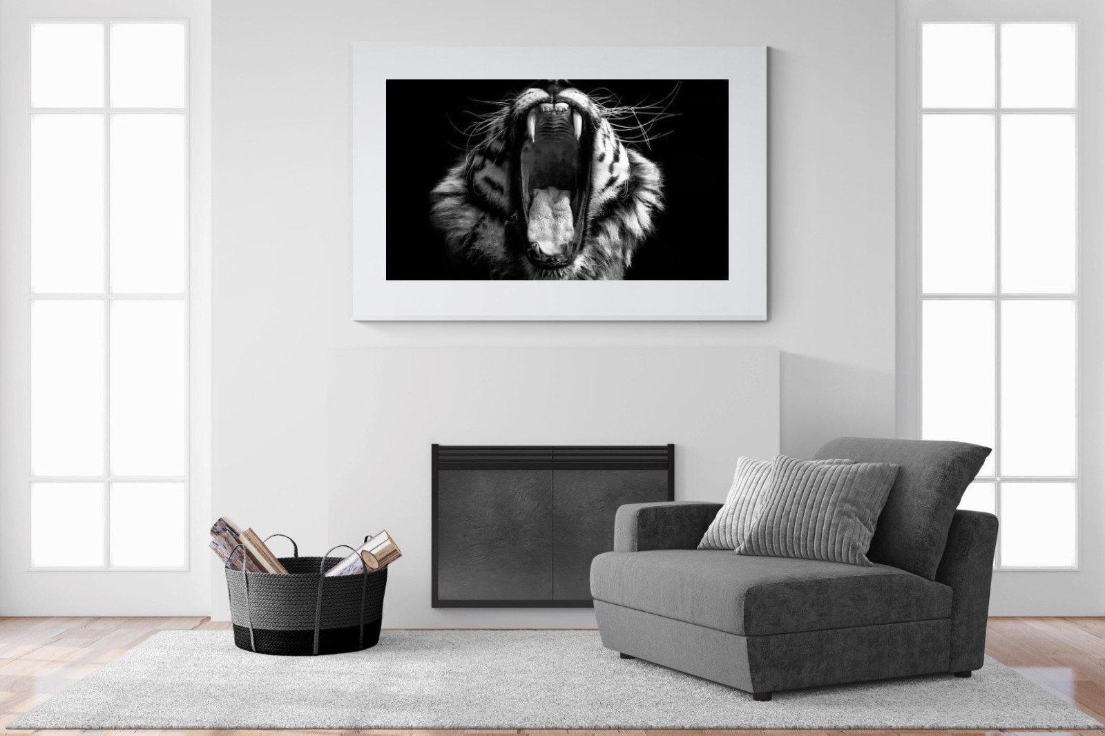 Tiger Roar-Wall_Art-150 x 100cm-Framed Print-White-Pixalot
