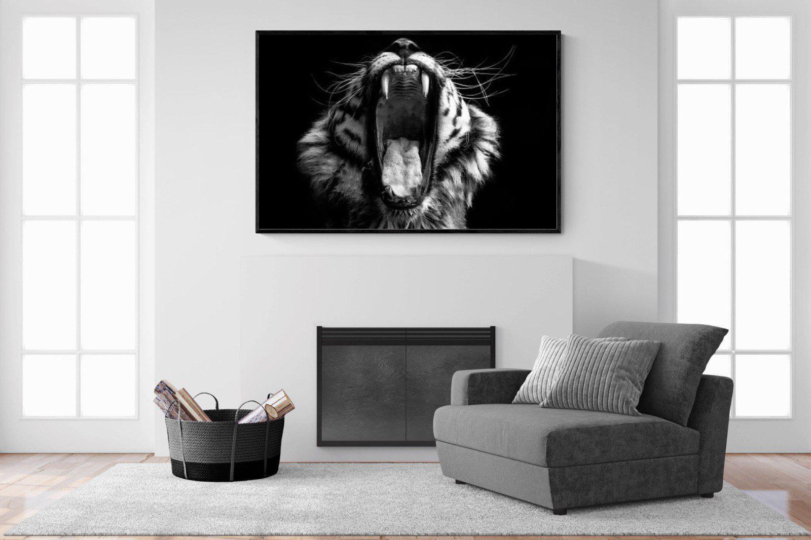 Tiger Roar-Wall_Art-150 x 100cm-Mounted Canvas-Black-Pixalot