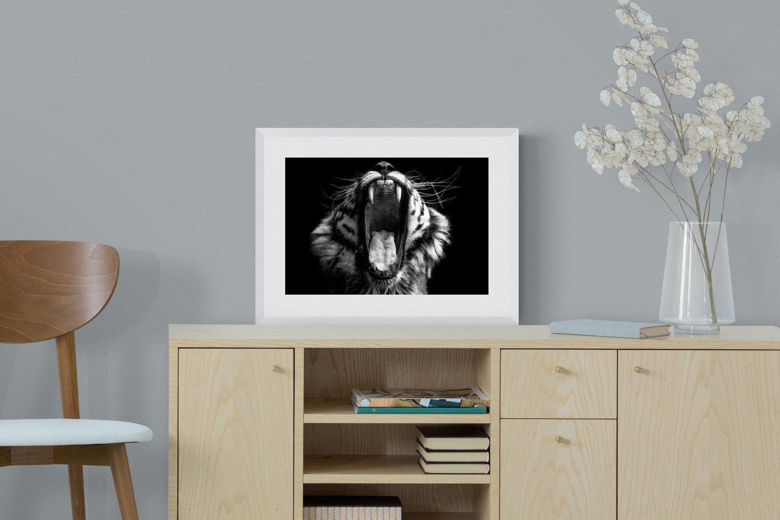 Tiger Roar-Wall_Art-60 x 45cm-Framed Print-White-Pixalot