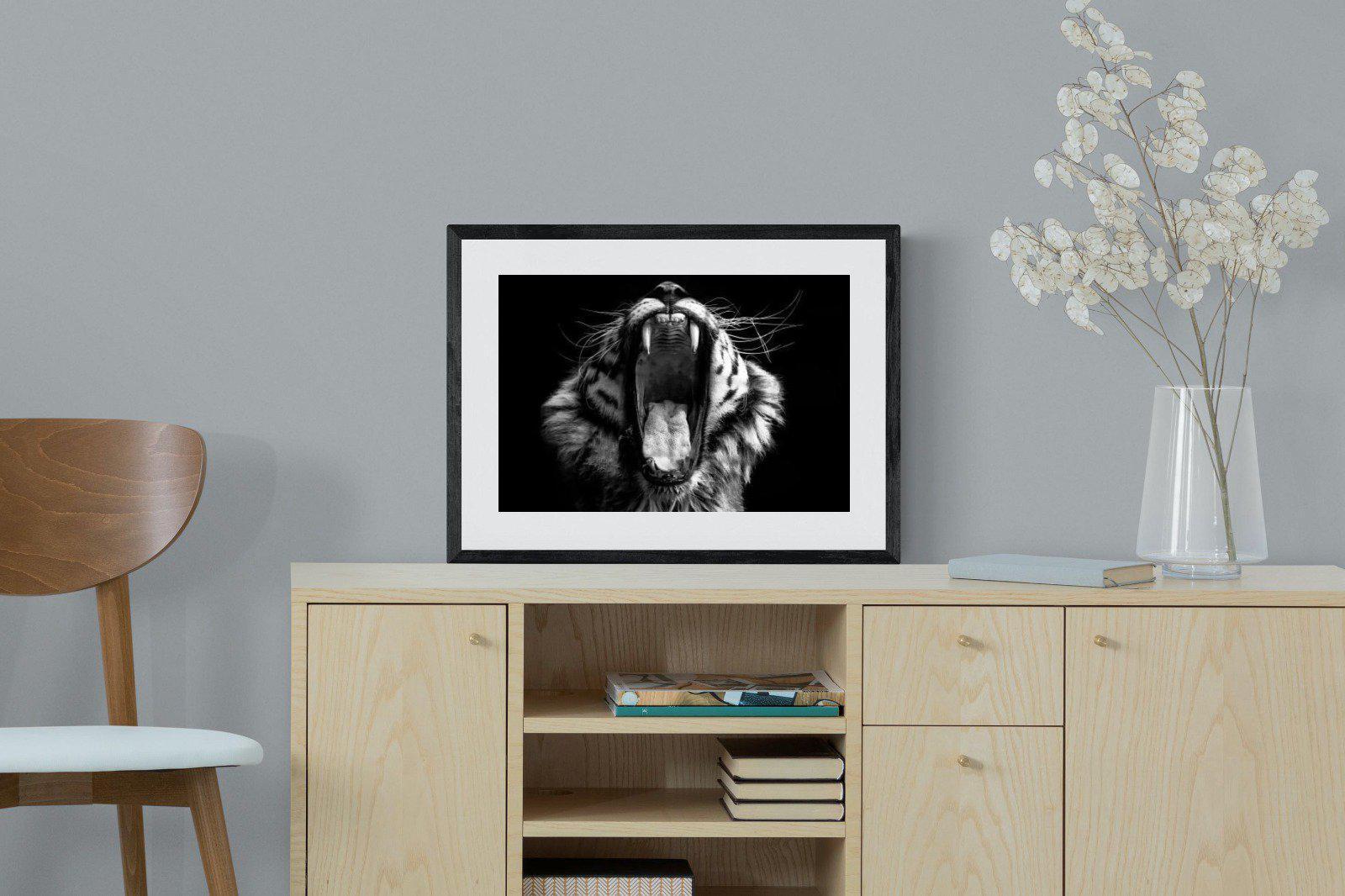 Tiger Roar-Wall_Art-60 x 45cm-Framed Print-Black-Pixalot