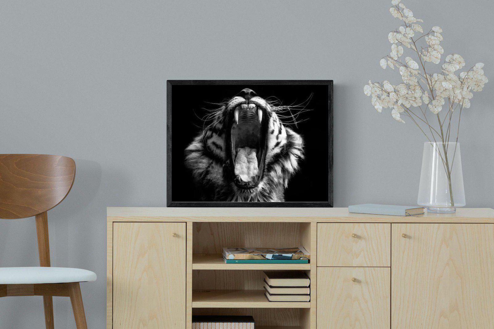 Tiger Roar-Wall_Art-60 x 45cm-Mounted Canvas-Black-Pixalot
