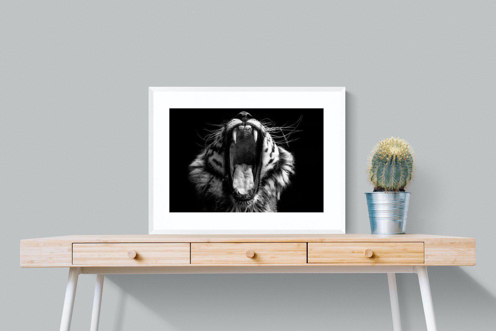 Tiger Roar-Wall_Art-80 x 60cm-Framed Print-White-Pixalot
