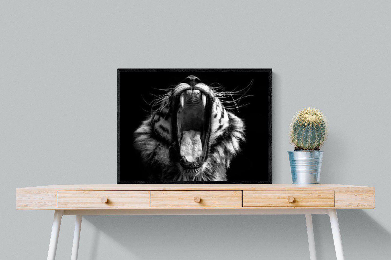 Tiger Roar-Wall_Art-80 x 60cm-Mounted Canvas-Black-Pixalot