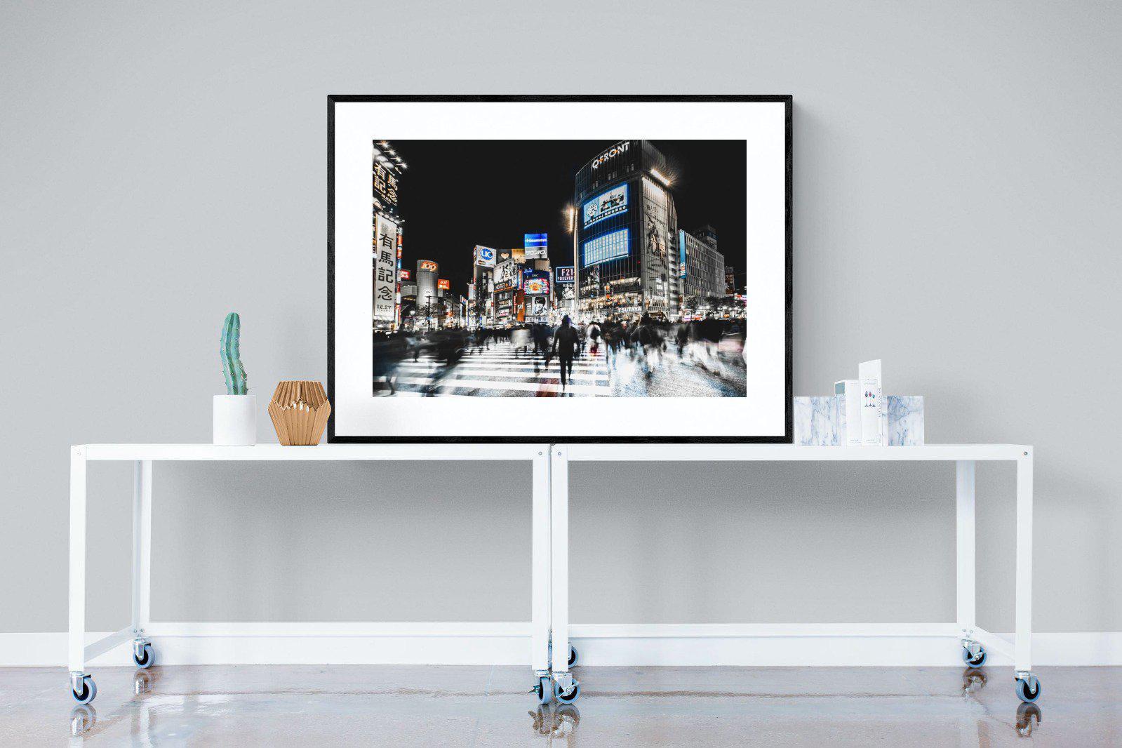 Tokyo Never Sleeps-Wall_Art-120 x 90cm-Framed Print-Black-Pixalot