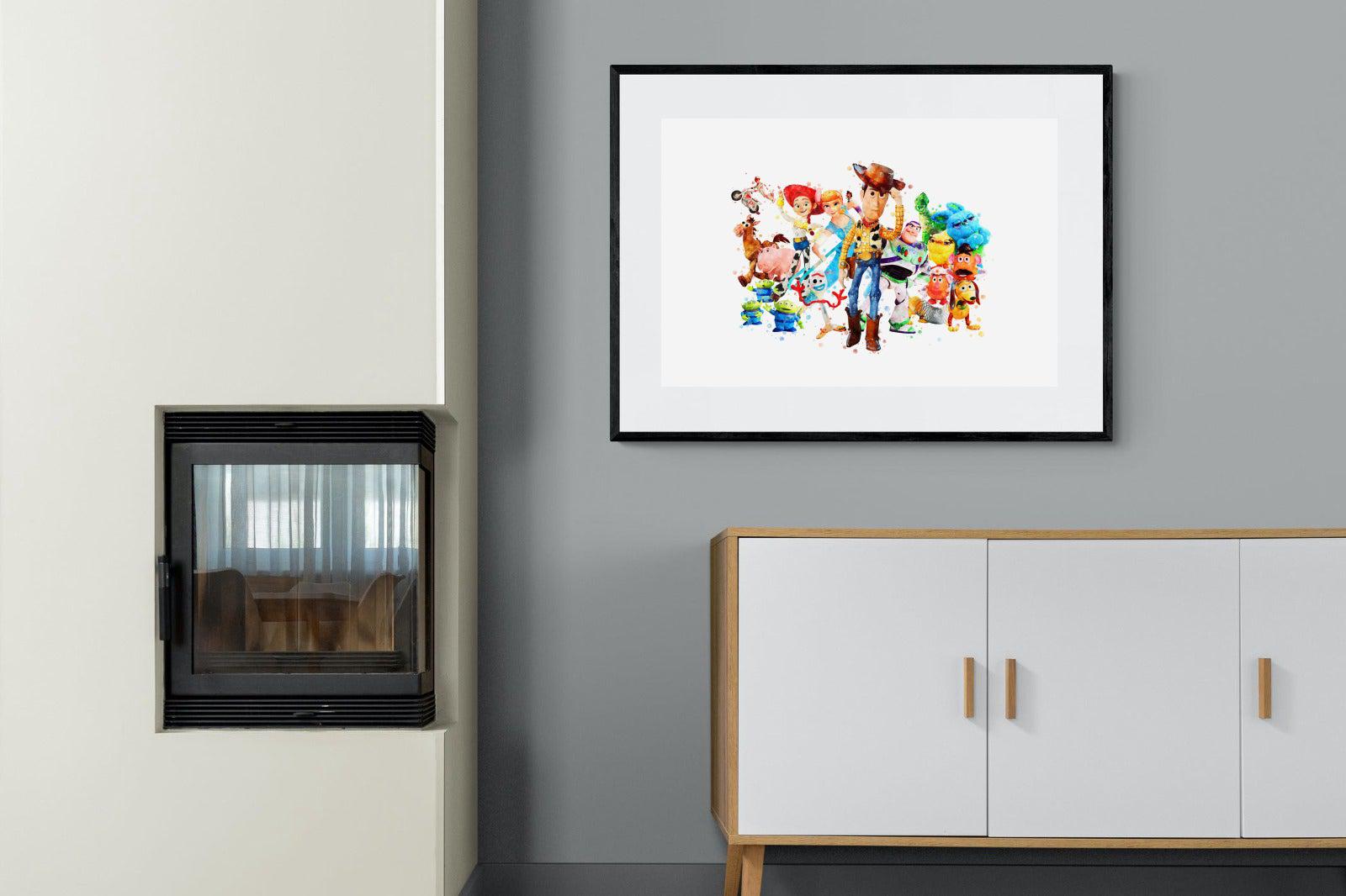 Toy Story Collage-Wall_Art-100 x 75cm-Framed Print-Black-Pixalot