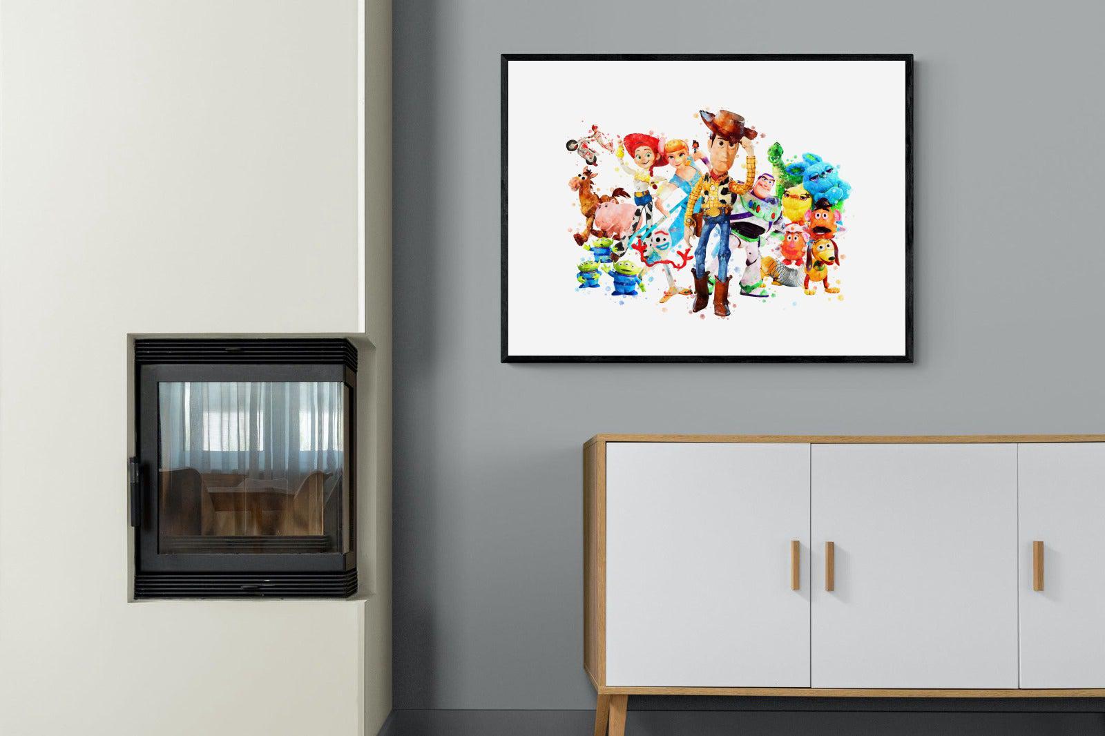 Toy Story Collage-Wall_Art-100 x 75cm-Mounted Canvas-Black-Pixalot