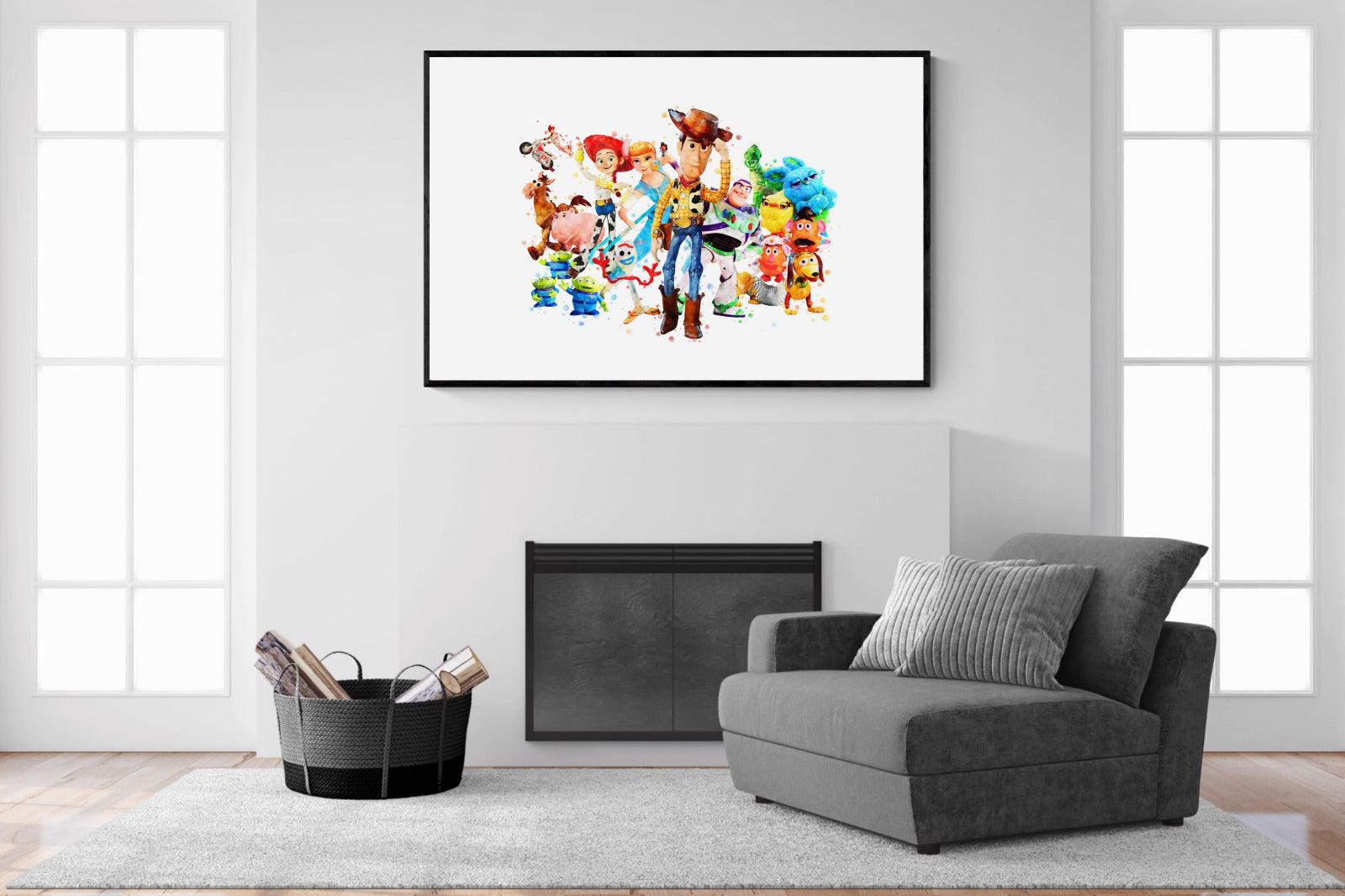 Toy Story Collage-Wall_Art-150 x 100cm-Mounted Canvas-Black-Pixalot
