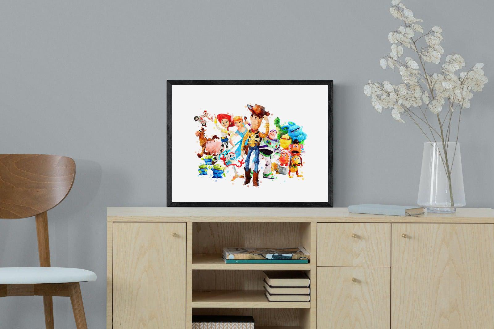 Toy Story Collage-Wall_Art-60 x 45cm-Mounted Canvas-Black-Pixalot