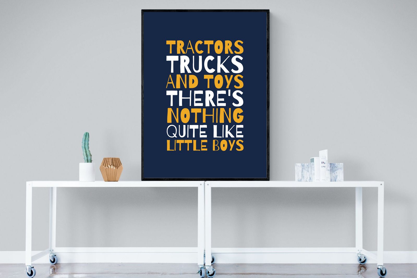 Tractors & Trucks-Wall_Art-90 x 120cm-Mounted Canvas-Black-Pixalot
