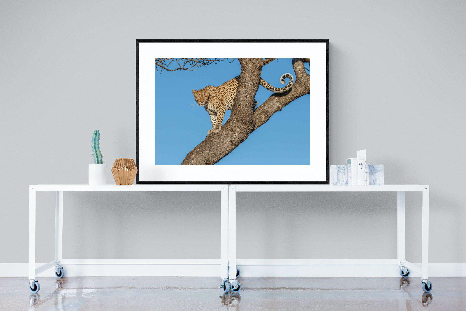Tree Leopard-Wall_Art-120 x 90cm-Framed Print-Black-Pixalot