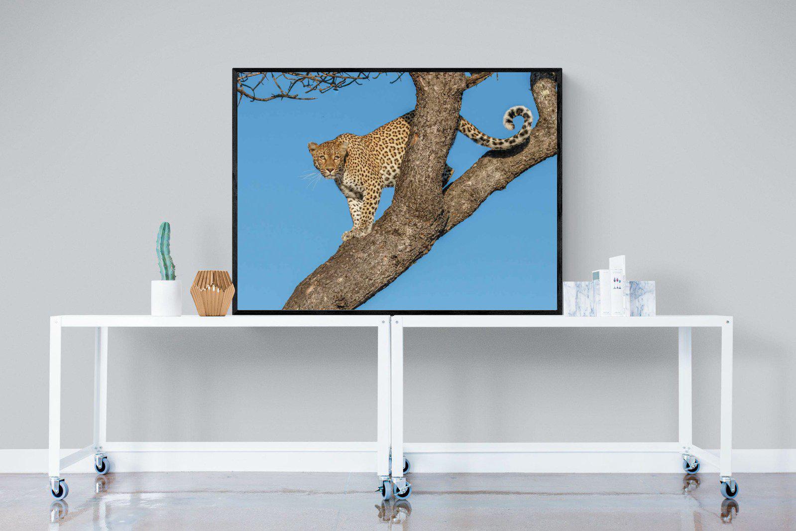 Tree Leopard-Wall_Art-120 x 90cm-Mounted Canvas-Black-Pixalot