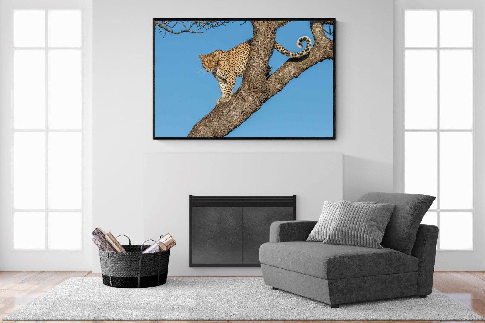 Tree Leopard-Wall_Art-150 x 100cm-Mounted Canvas-Black-Pixalot