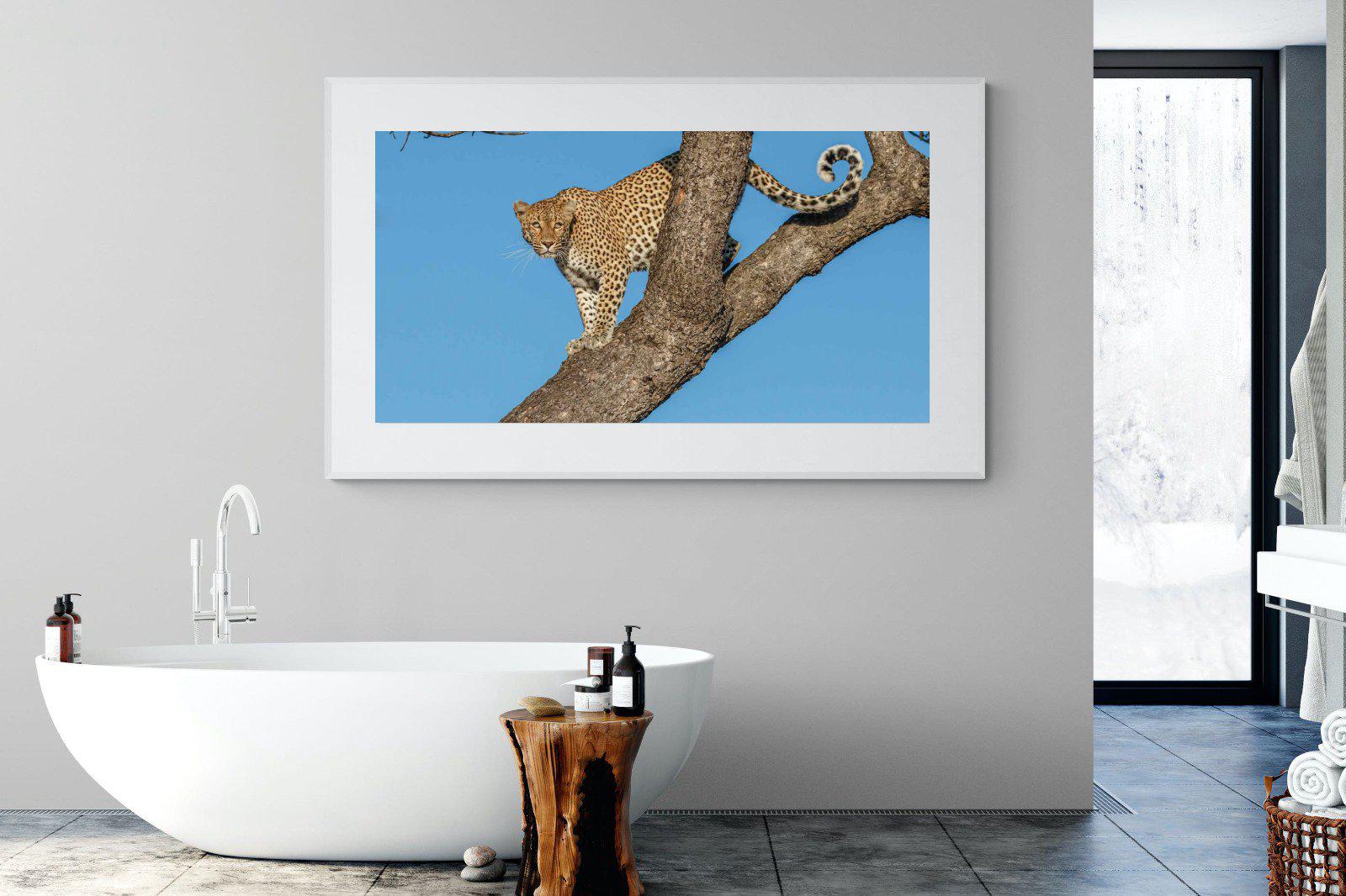 Tree Leopard-Wall_Art-180 x 110cm-Framed Print-White-Pixalot