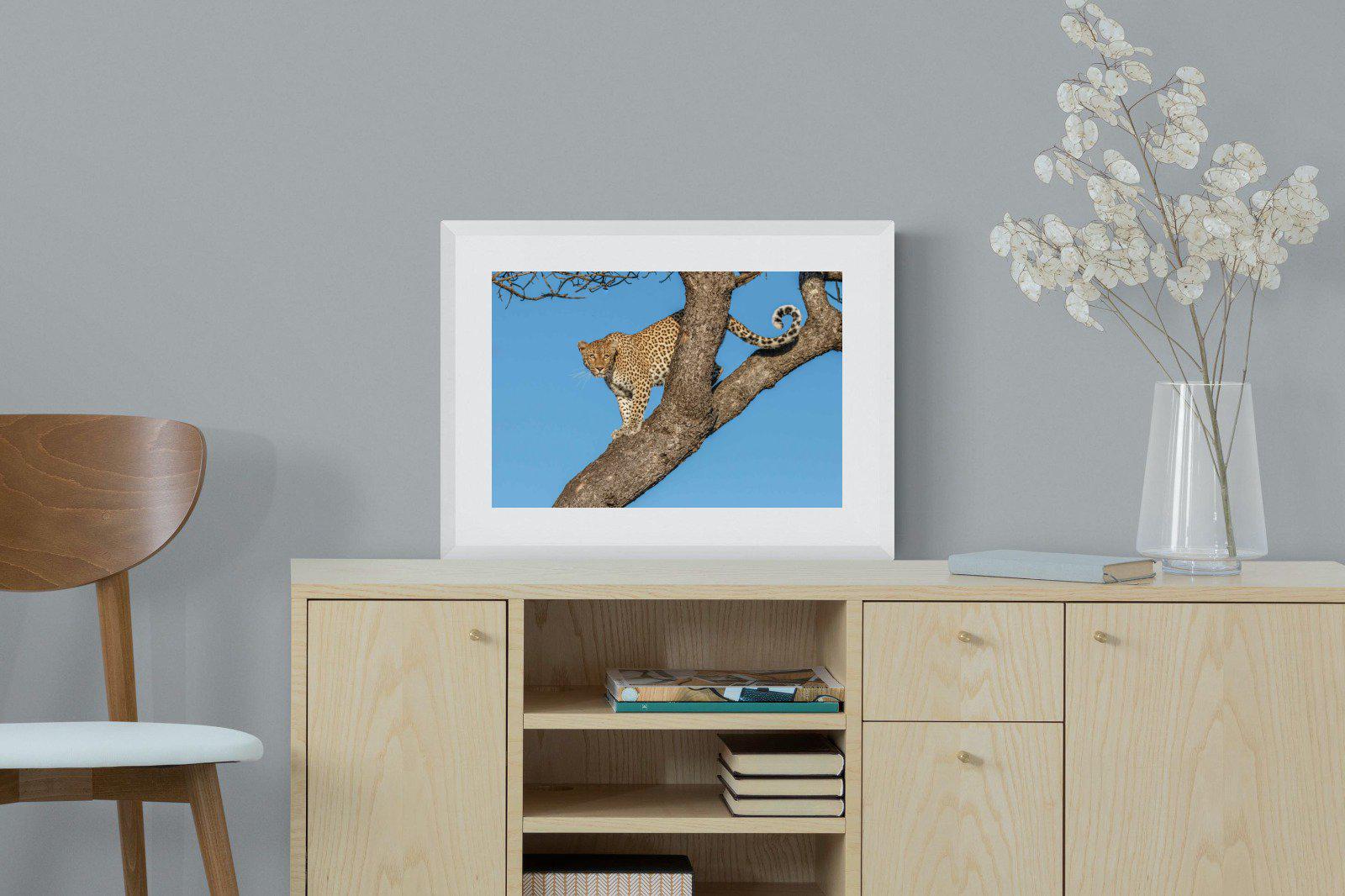 Tree Leopard-Wall_Art-60 x 45cm-Framed Print-White-Pixalot