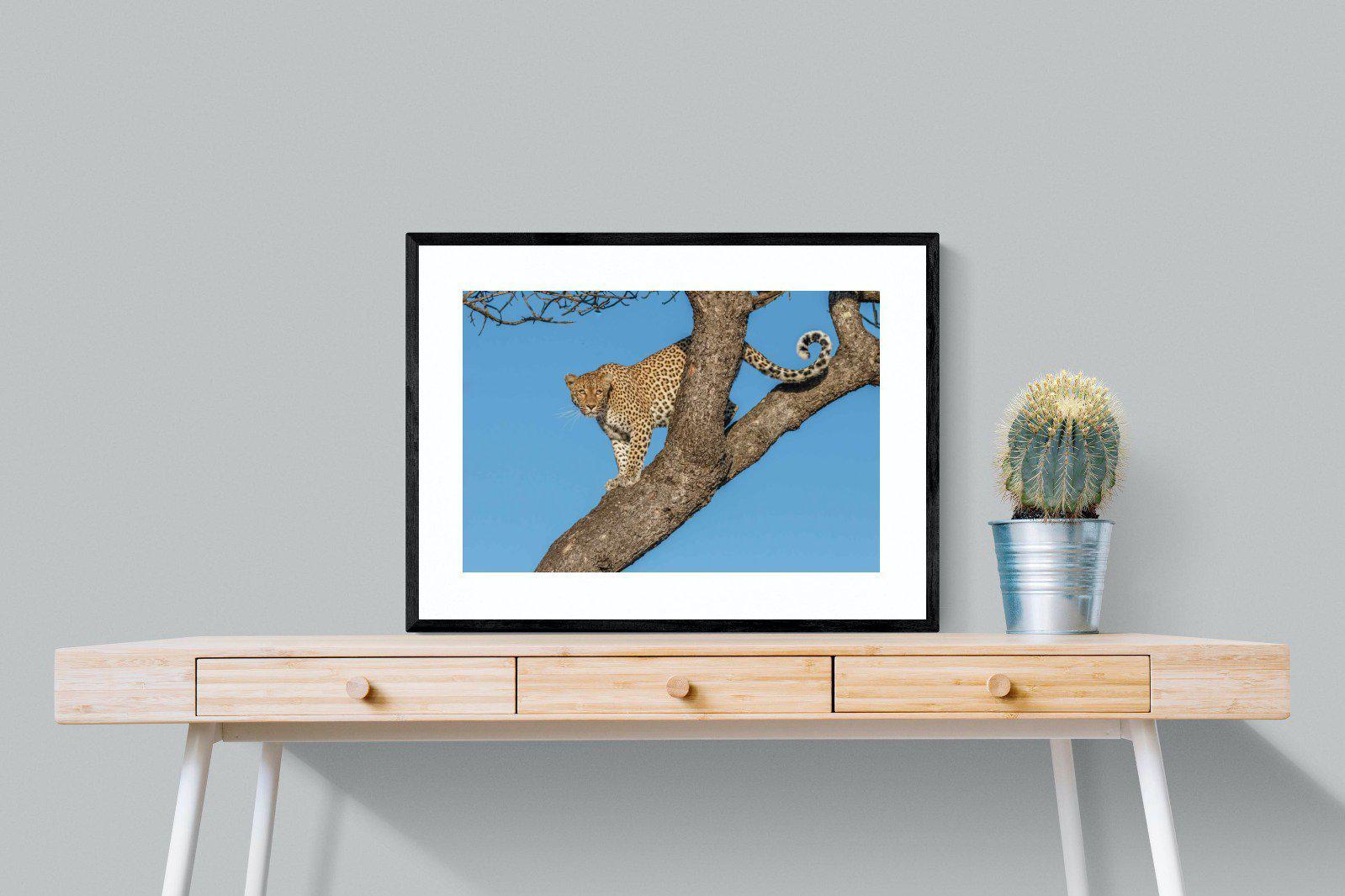 Tree Leopard-Wall_Art-80 x 60cm-Framed Print-Black-Pixalot