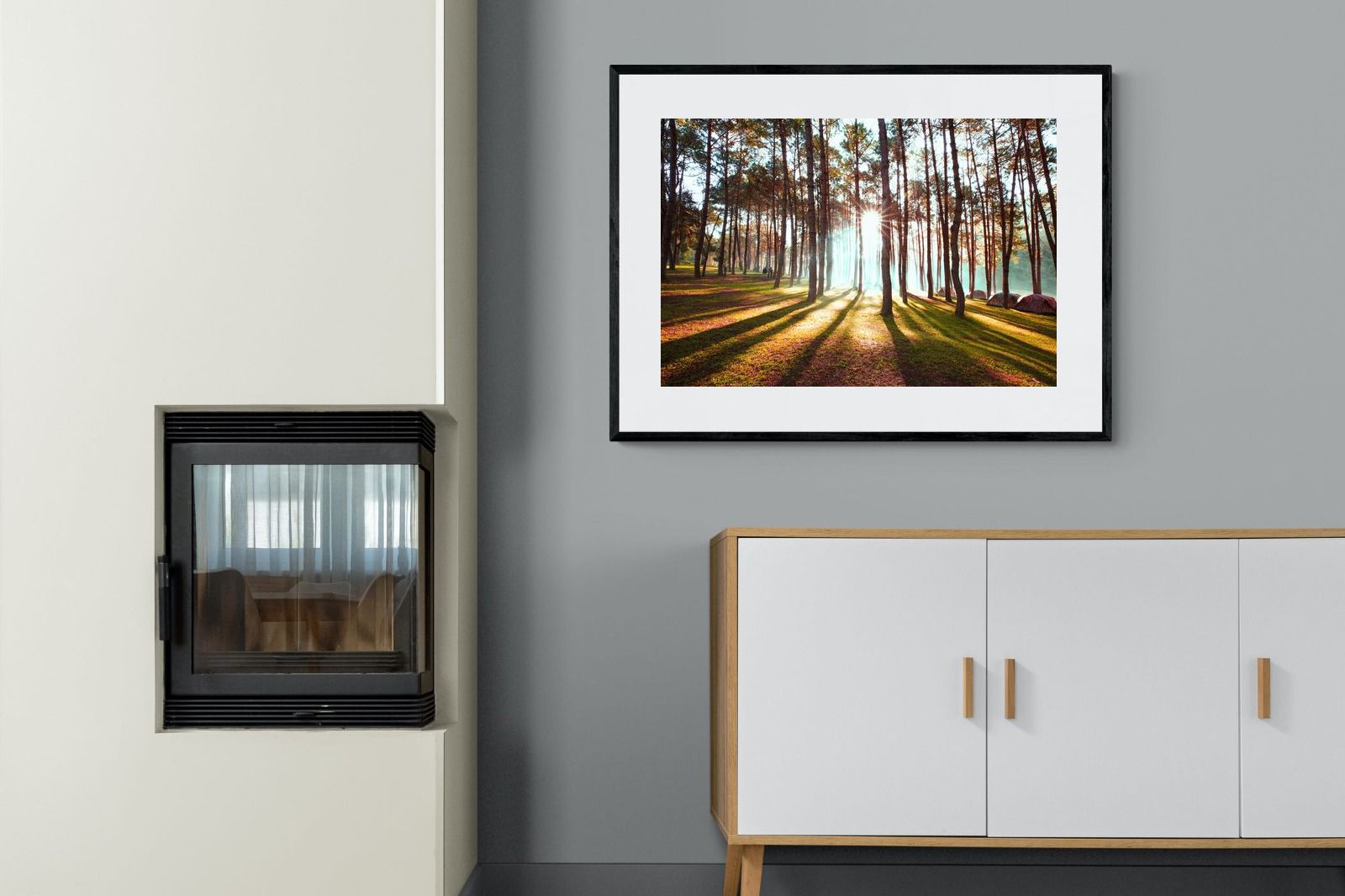 Tree Light-Wall_Art-100 x 75cm-Framed Print-Black-Pixalot