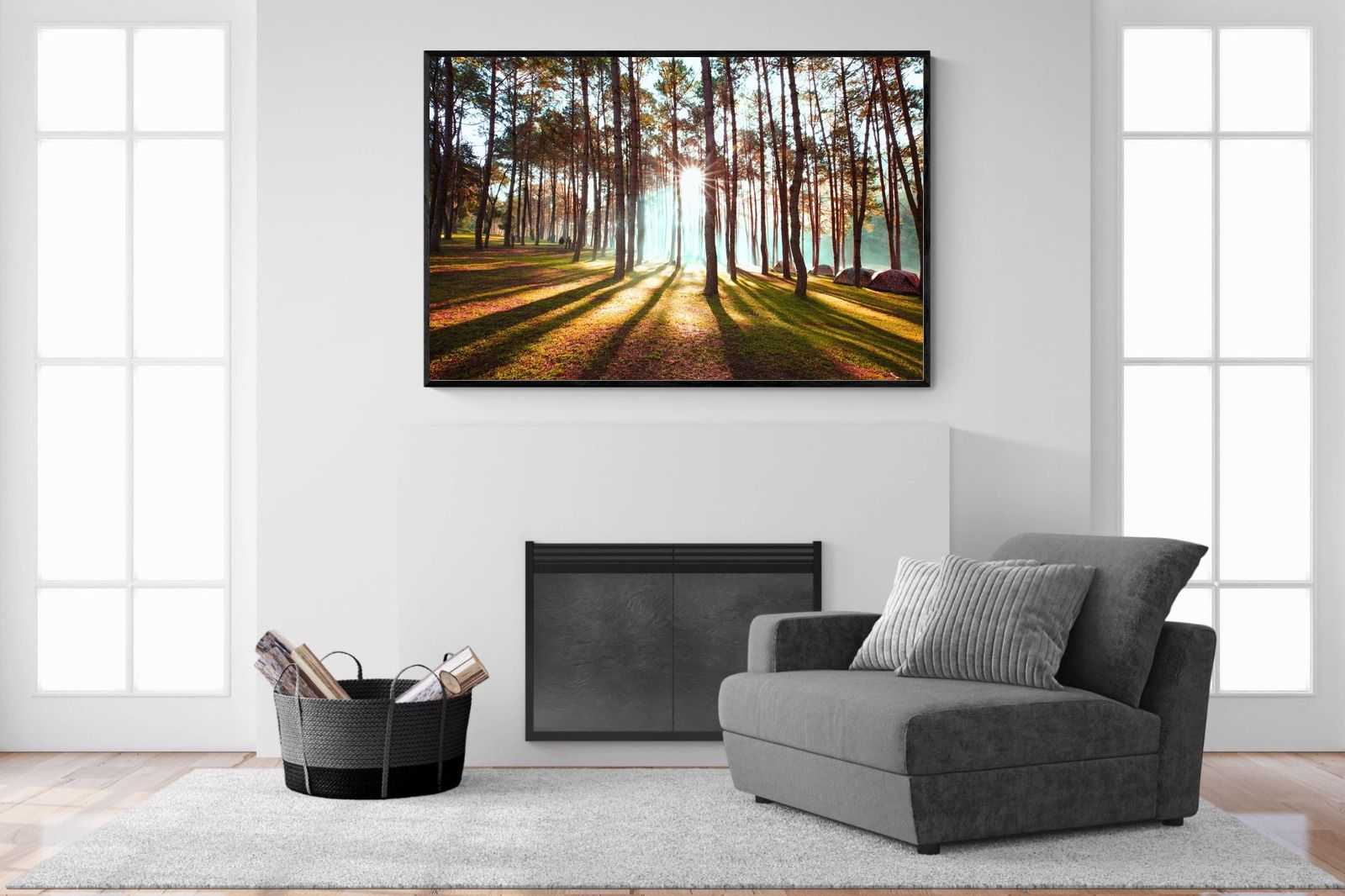Tree Light-Wall_Art-150 x 100cm-Mounted Canvas-Black-Pixalot