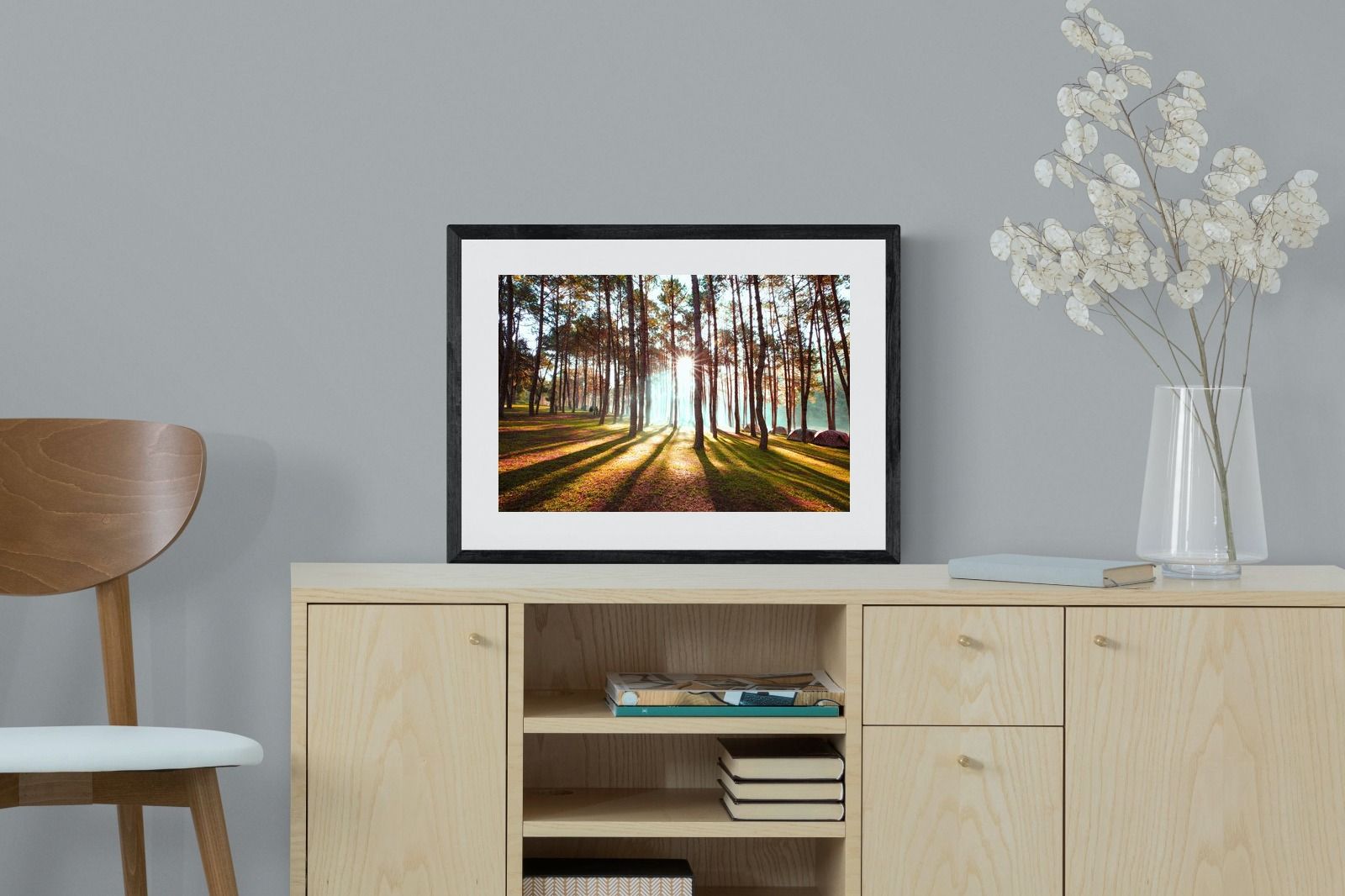 Tree Light-Wall_Art-60 x 45cm-Framed Print-Black-Pixalot