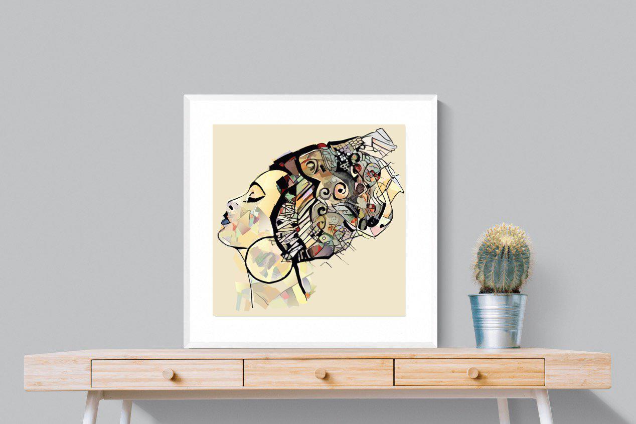 Tribal Art-Wall_Art-80 x 80cm-Framed Print-White-Pixalot