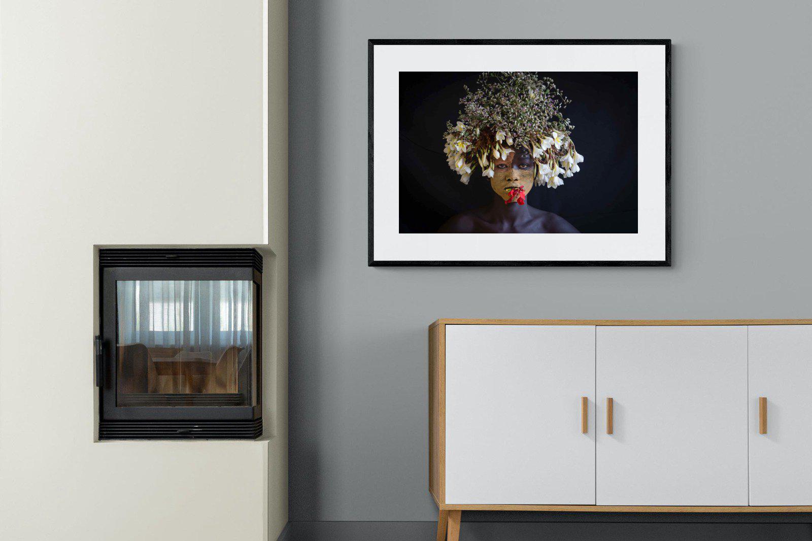 Tribal Child-Wall_Art-100 x 75cm-Framed Print-Black-Pixalot