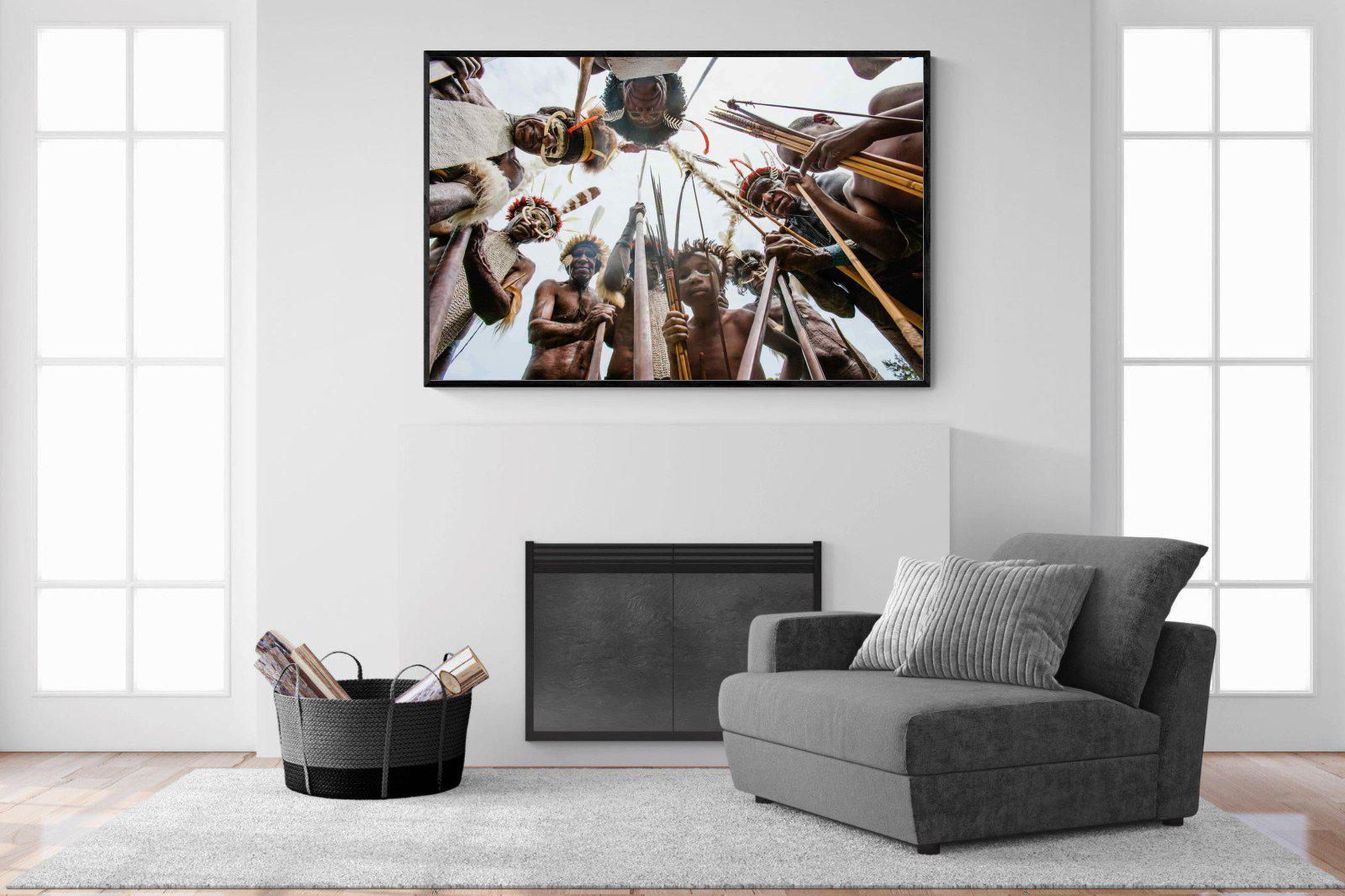 Tribe-Wall_Art-150 x 100cm-Mounted Canvas-Black-Pixalot
