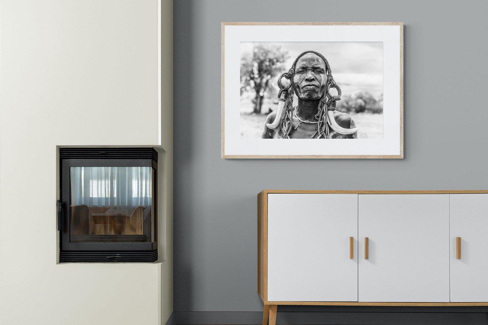 Tribesman-Wall_Art-100 x 75cm-Framed Print-Wood-Pixalot