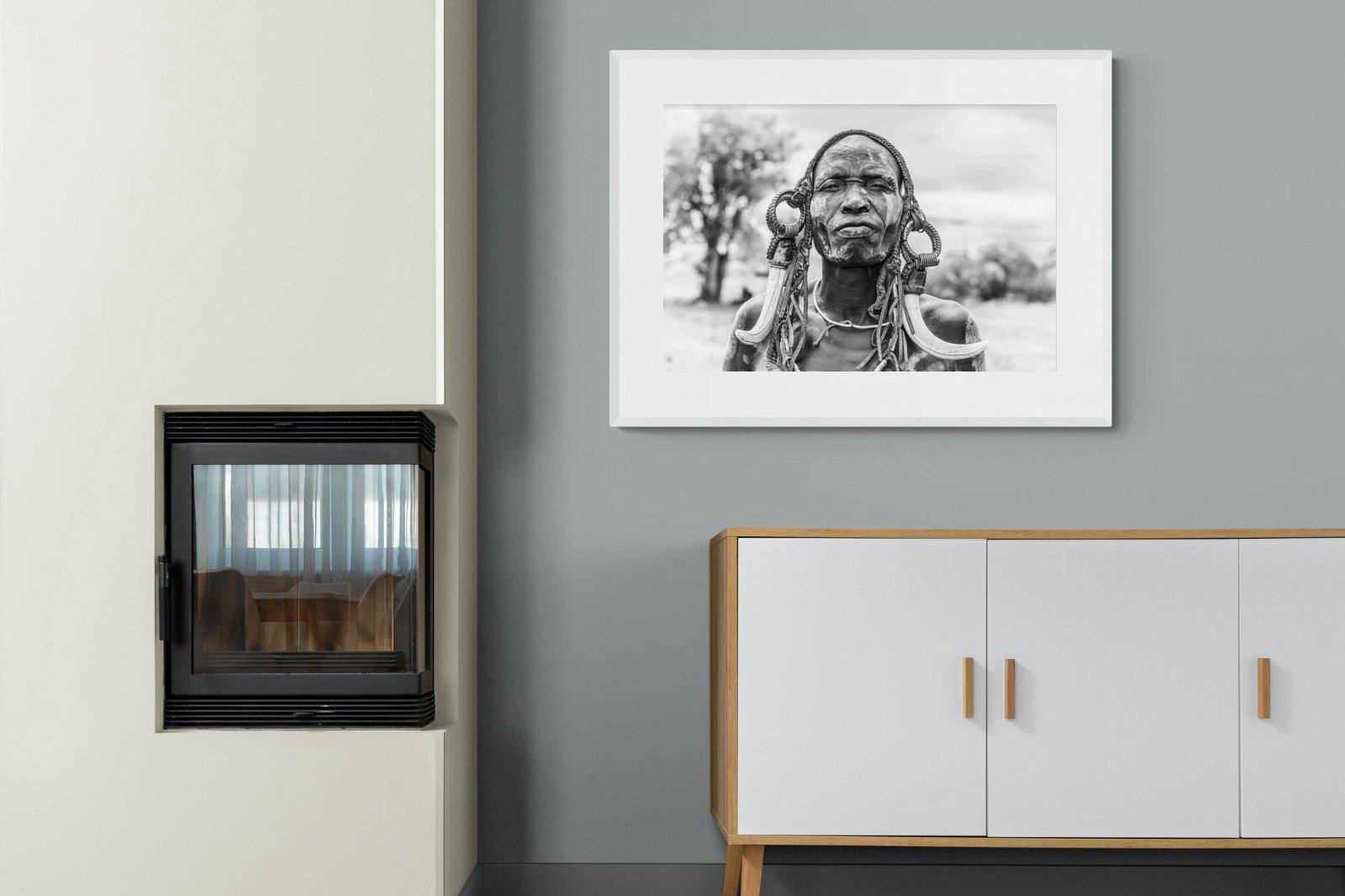 Tribesman-Wall_Art-100 x 75cm-Framed Print-White-Pixalot