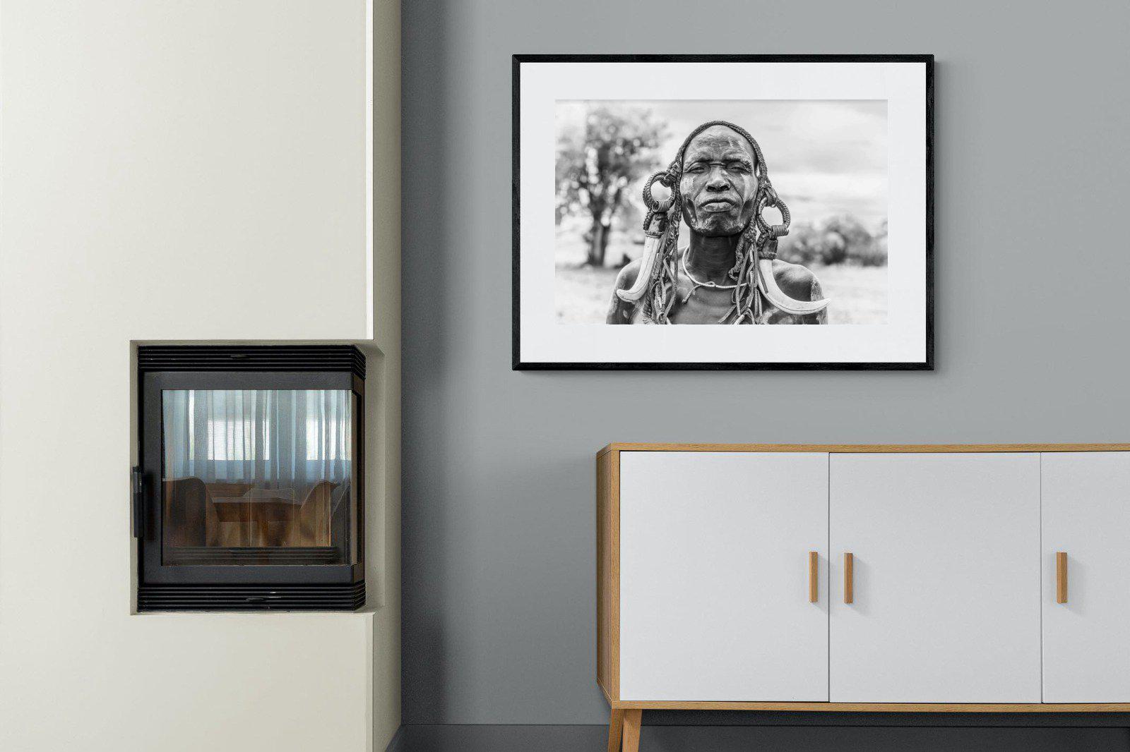 Tribesman-Wall_Art-100 x 75cm-Framed Print-Black-Pixalot