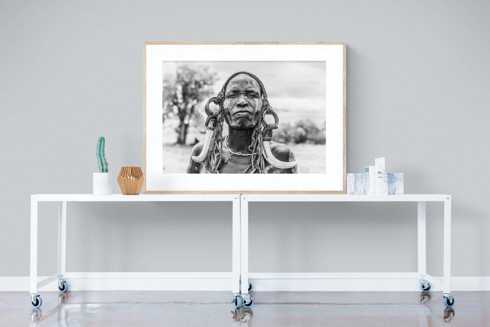 Tribesman-Wall_Art-120 x 90cm-Framed Print-Wood-Pixalot