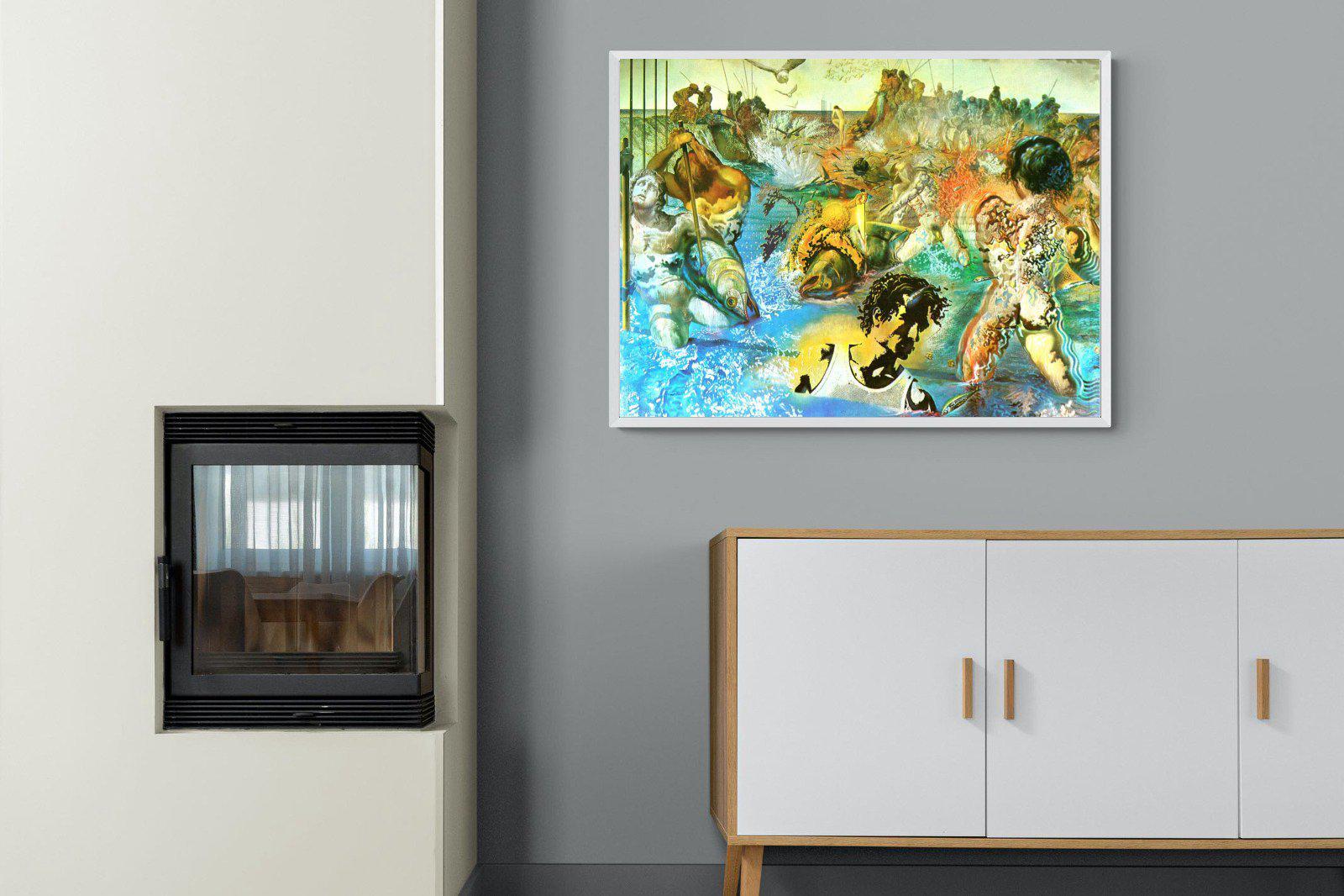 Tuna Fishing-Wall_Art-100 x 75cm-Mounted Canvas-White-Pixalot