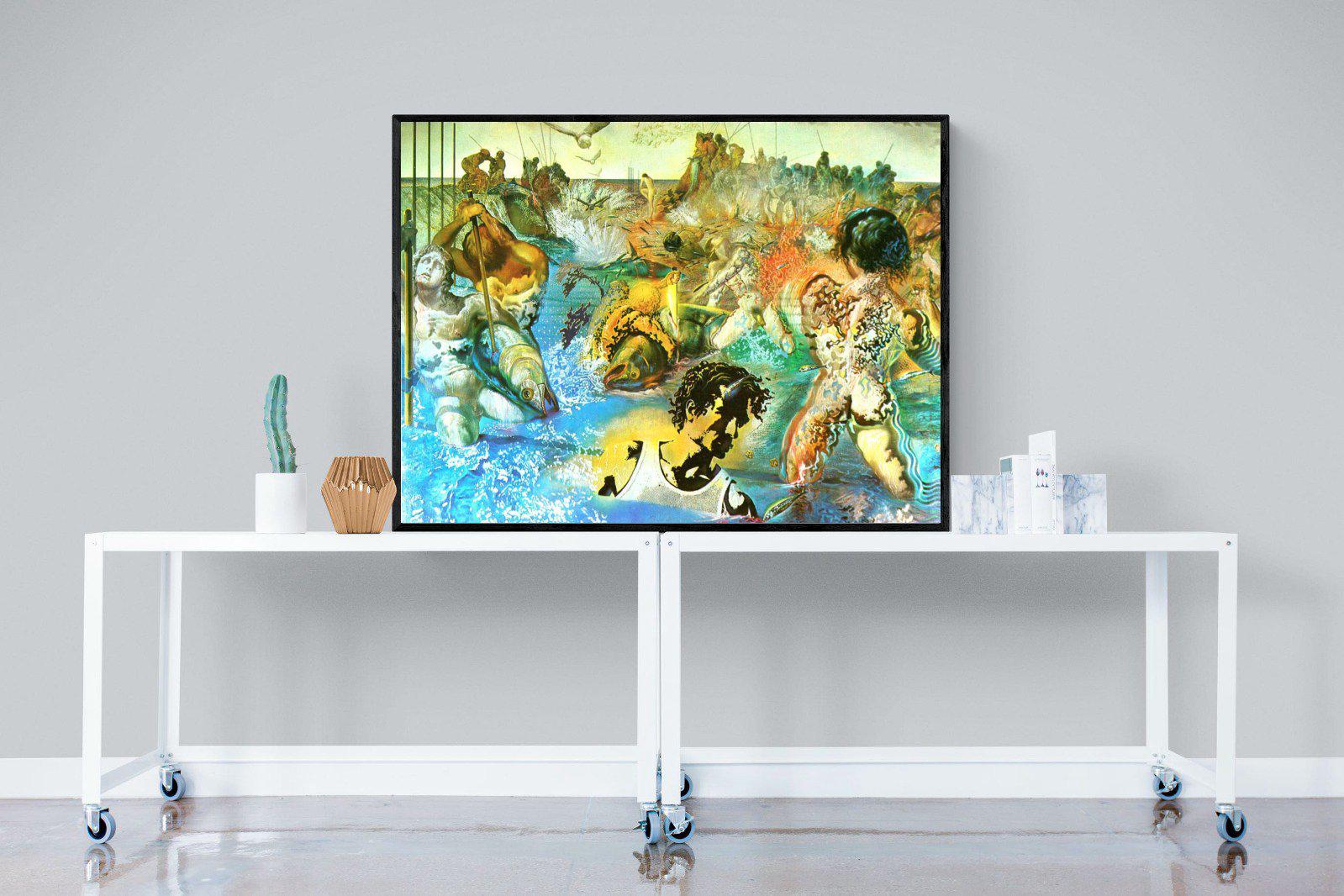Tuna Fishing-Wall_Art-120 x 90cm-Mounted Canvas-Black-Pixalot