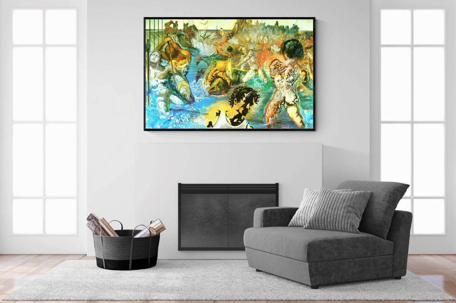 Tuna Fishing-Wall_Art-150 x 100cm-Mounted Canvas-Black-Pixalot