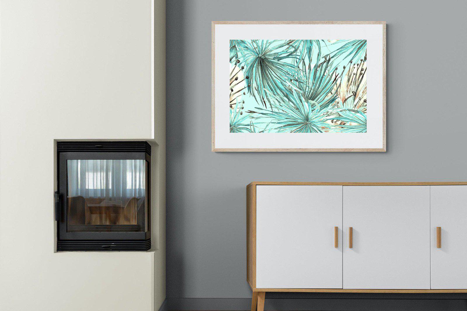 Turquoise Watercolour-Wall_Art-100 x 75cm-Framed Print-Wood-Pixalot