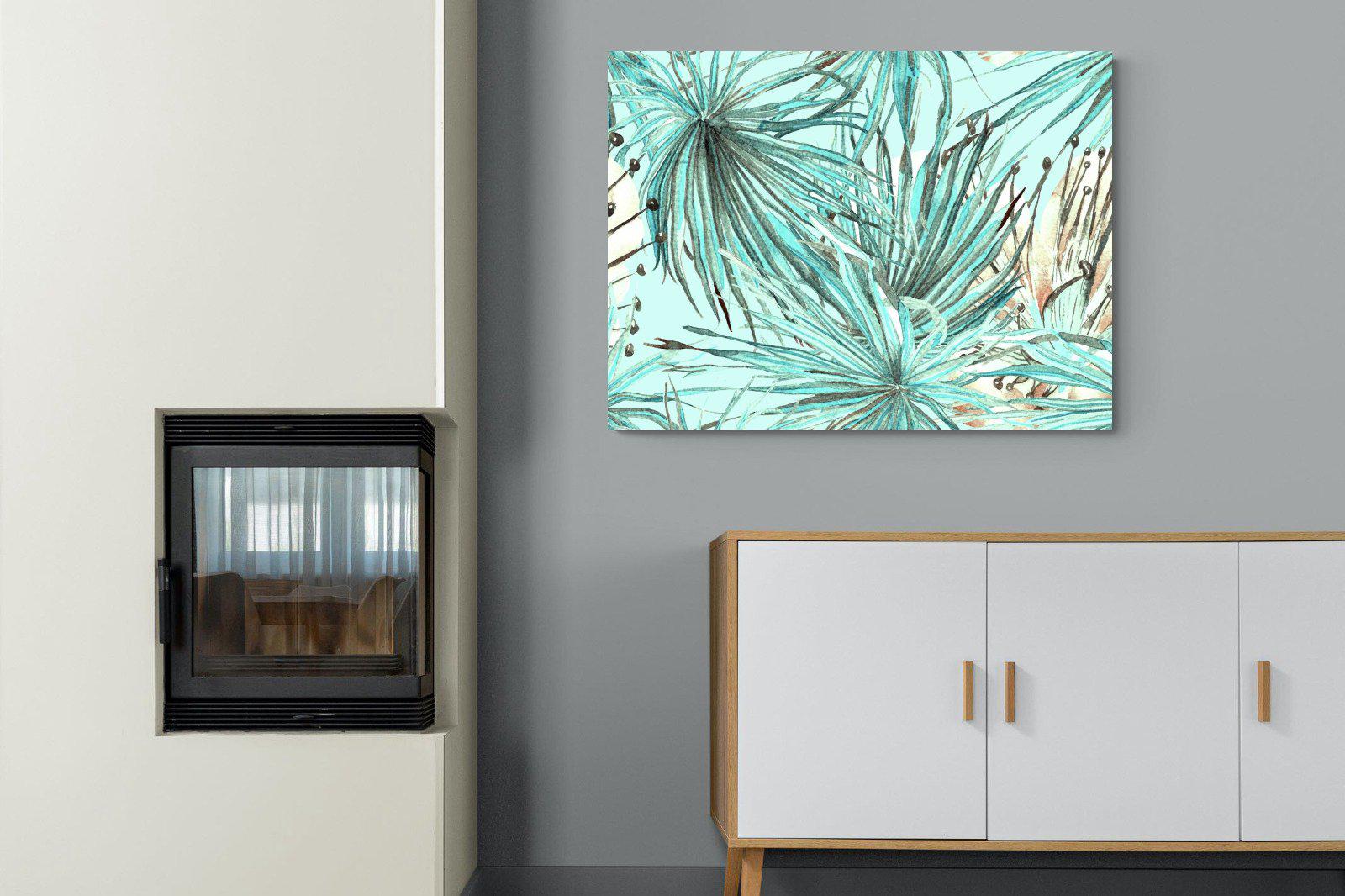 Turquoise Watercolour-Wall_Art-100 x 75cm-Mounted Canvas-No Frame-Pixalot
