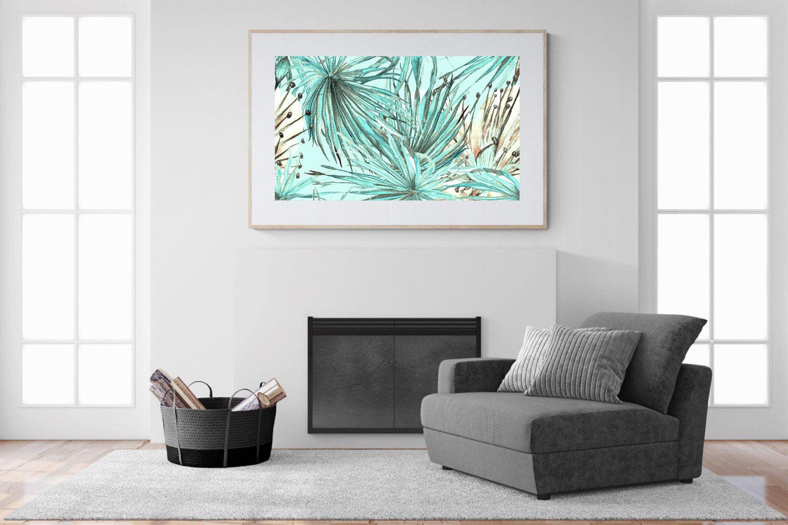 Turquoise Watercolour-Wall_Art-150 x 100cm-Framed Print-Wood-Pixalot