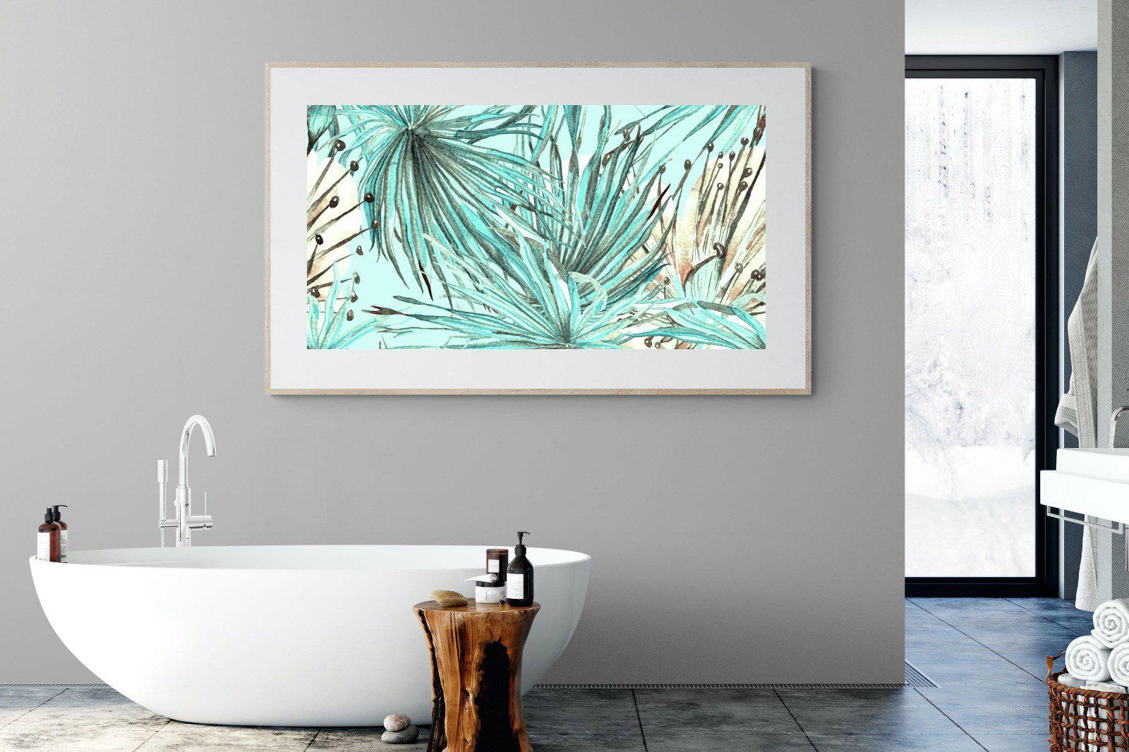 Turquoise Watercolour-Wall_Art-180 x 110cm-Framed Print-Wood-Pixalot