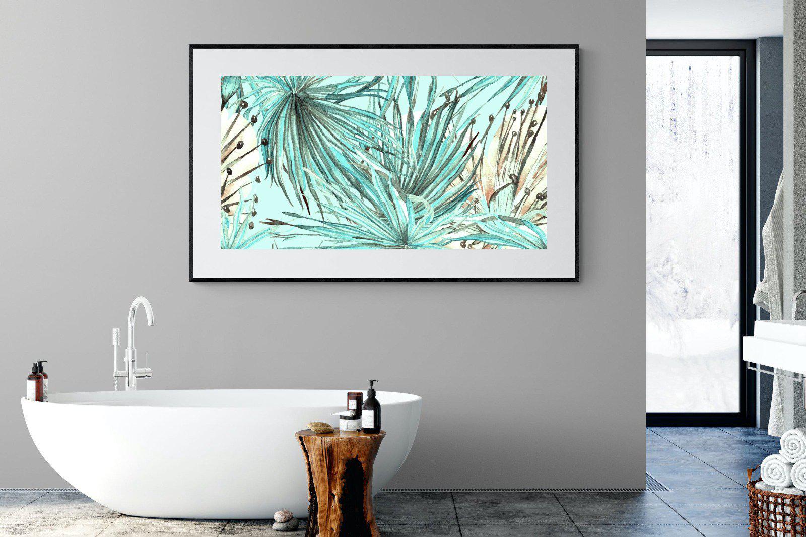 Turquoise Watercolour-Wall_Art-180 x 110cm-Framed Print-Black-Pixalot