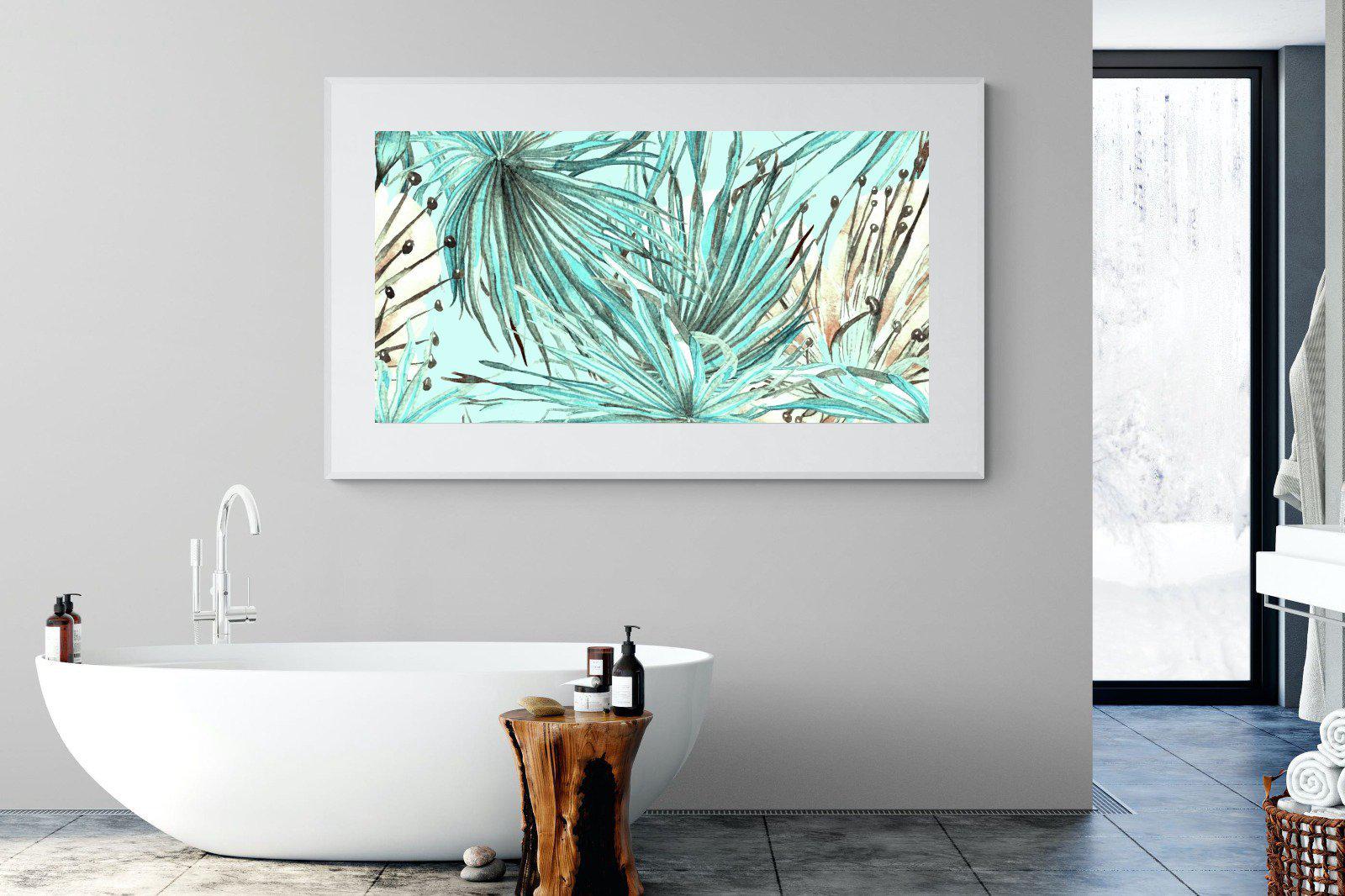 Turquoise Watercolour-Wall_Art-180 x 110cm-Framed Print-White-Pixalot