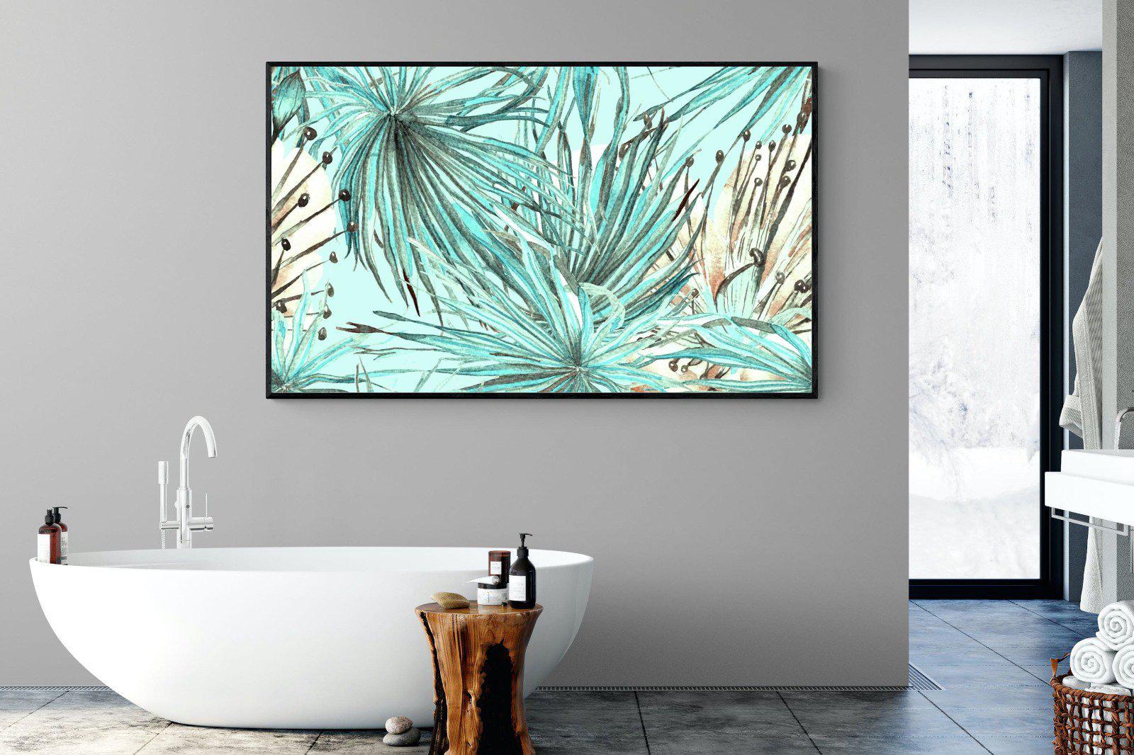 Turquoise Watercolour-Wall_Art-180 x 110cm-Mounted Canvas-Black-Pixalot