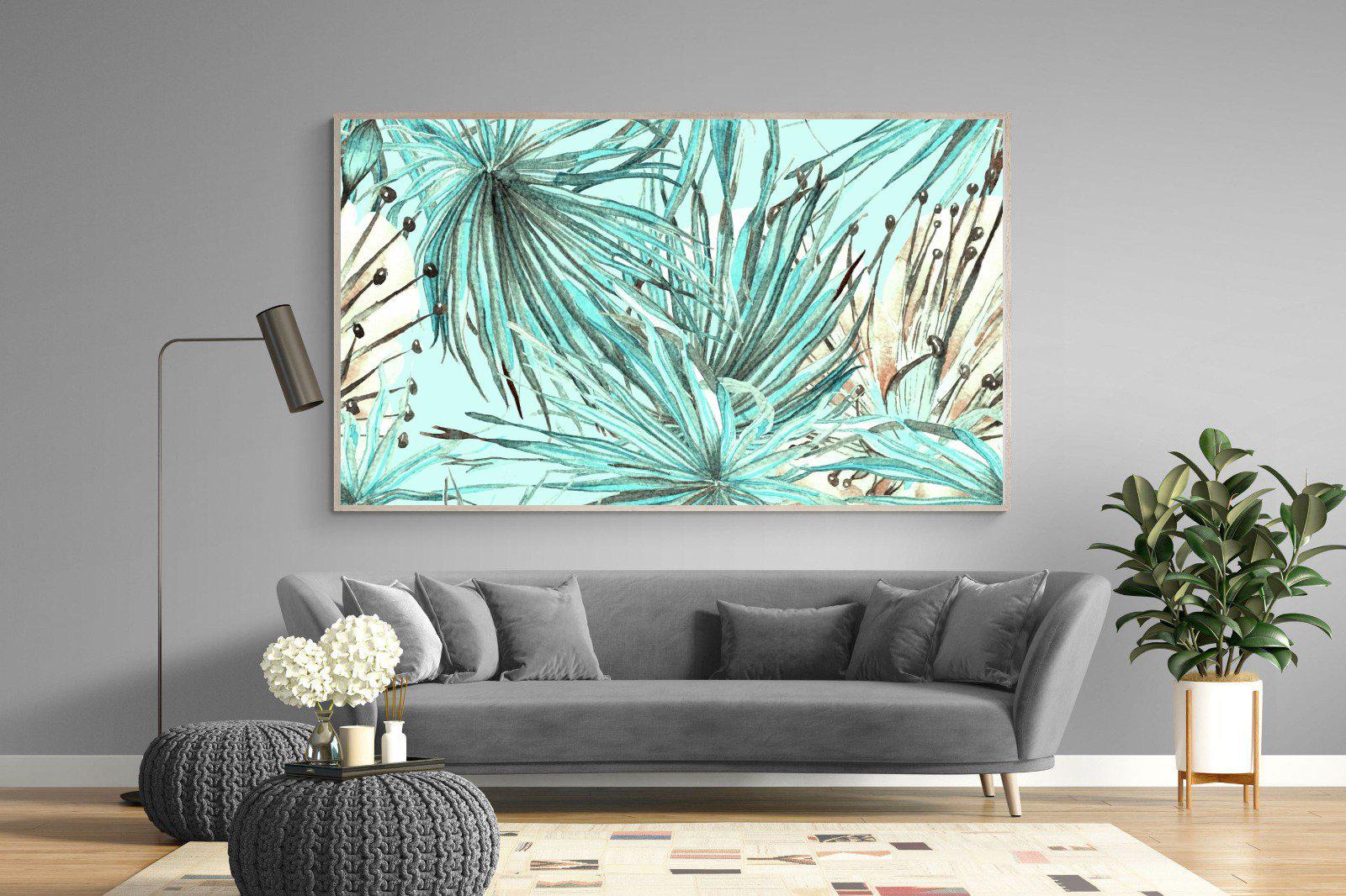 Turquoise Watercolour-Wall_Art-220 x 130cm-Mounted Canvas-Wood-Pixalot