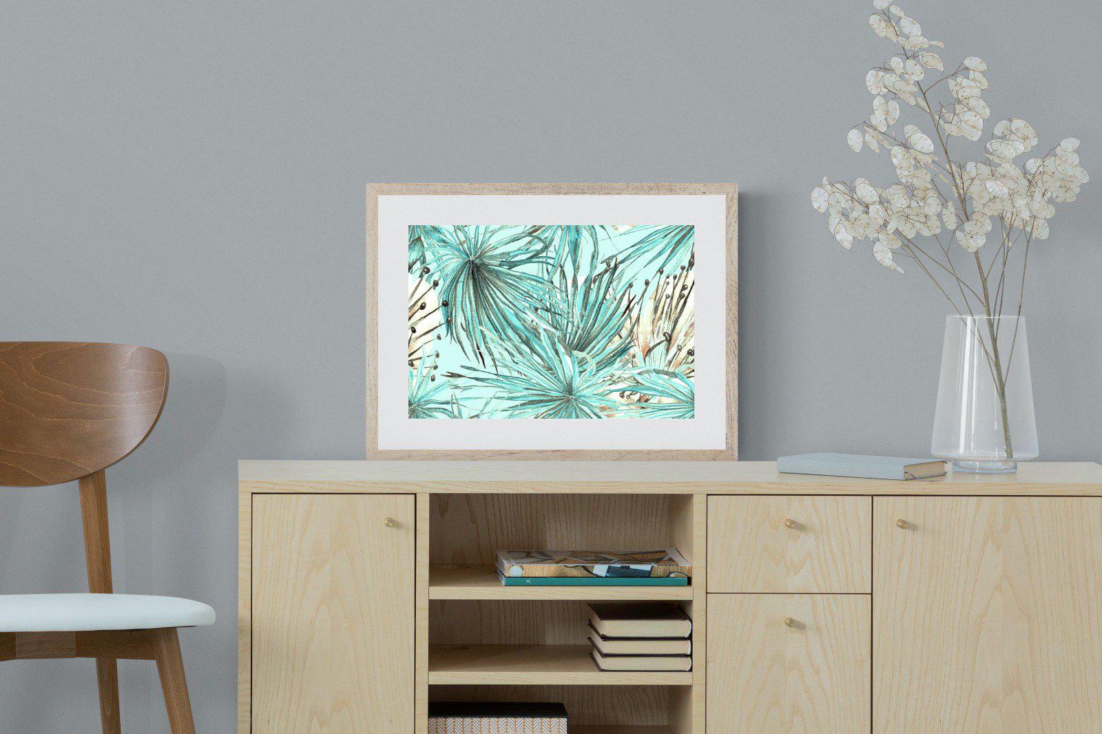 Turquoise Watercolour-Wall_Art-60 x 45cm-Framed Print-Wood-Pixalot