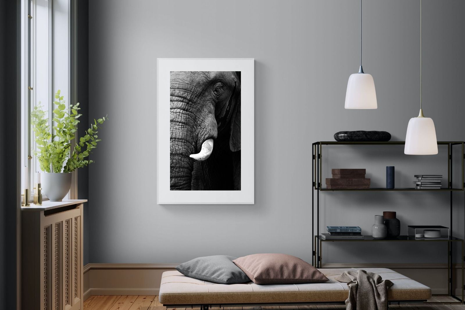 Tusker-Wall_Art-100 x 150cm-Framed Print-White-Pixalot