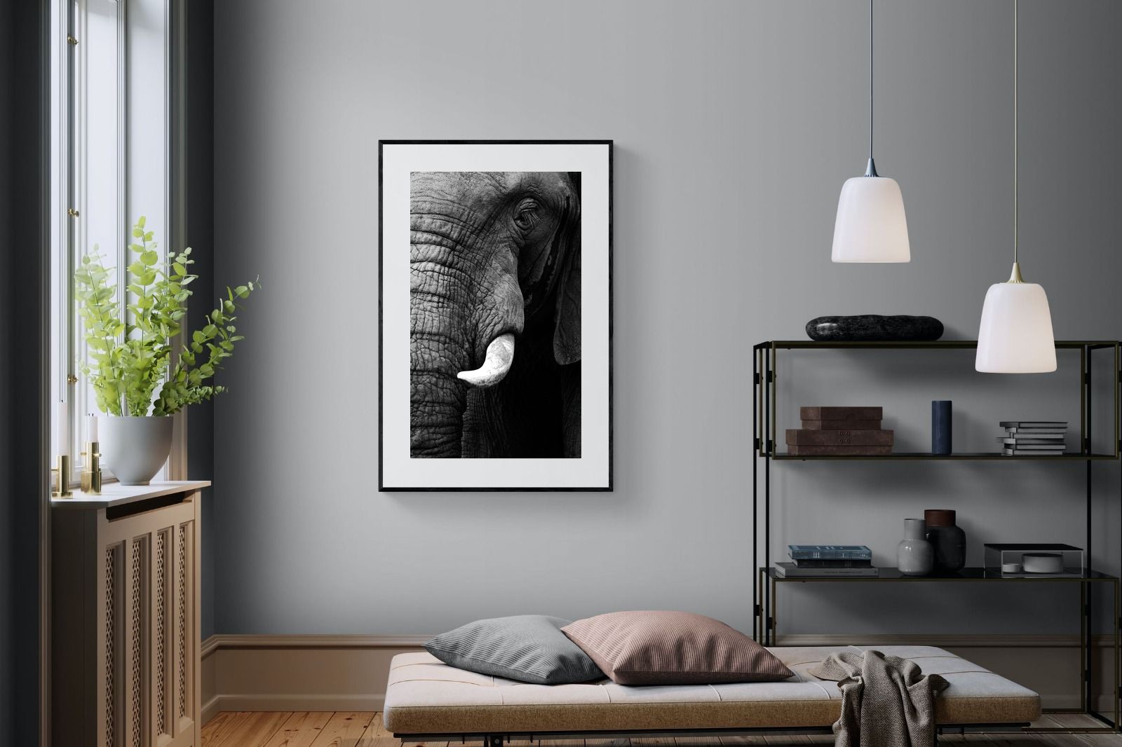 Tusker-Wall_Art-100 x 150cm-Framed Print-Black-Pixalot