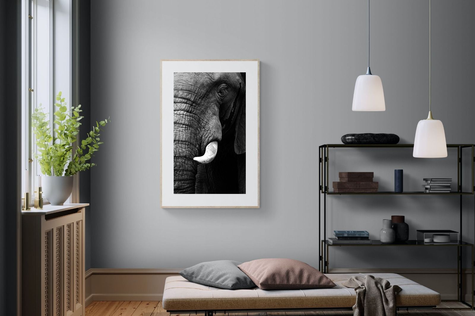 Tusker-Wall_Art-100 x 150cm-Framed Print-Wood-Pixalot