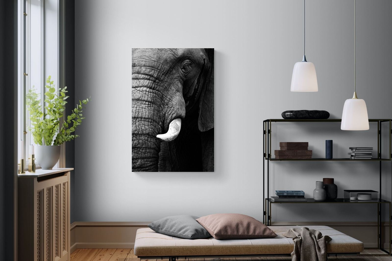 Tusker-Wall_Art-100 x 150cm-Mounted Canvas-No Frame-Pixalot