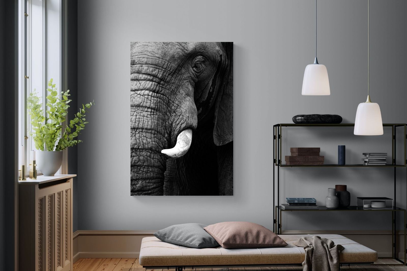 Tusker-Wall_Art-120 x 180cm-Mounted Canvas-No Frame-Pixalot