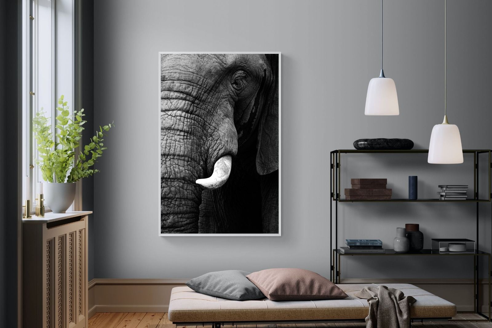 Tusker-Wall_Art-120 x 180cm-Mounted Canvas-White-Pixalot
