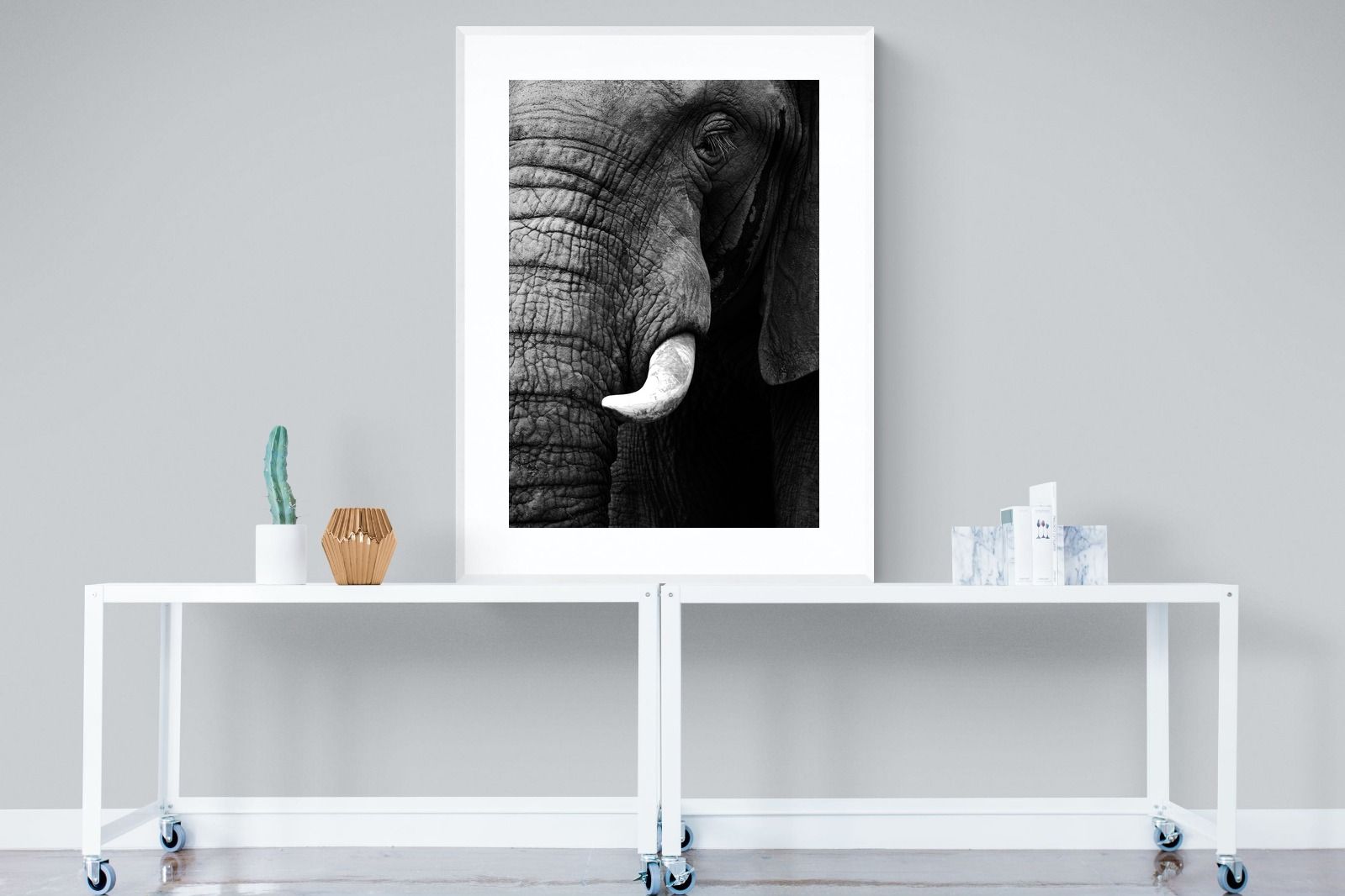 Tusker-Wall_Art-90 x 120cm-Framed Print-White-Pixalot