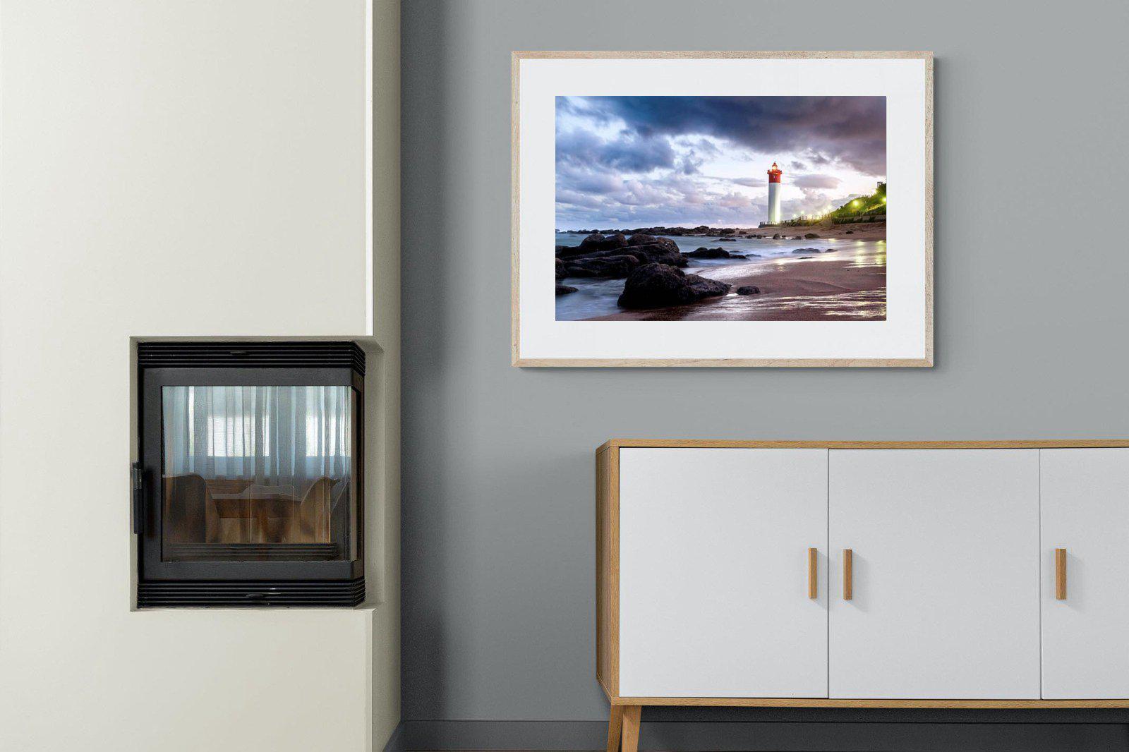 Umhlanga Lighthouse-Wall_Art-100 x 75cm-Framed Print-Wood-Pixalot